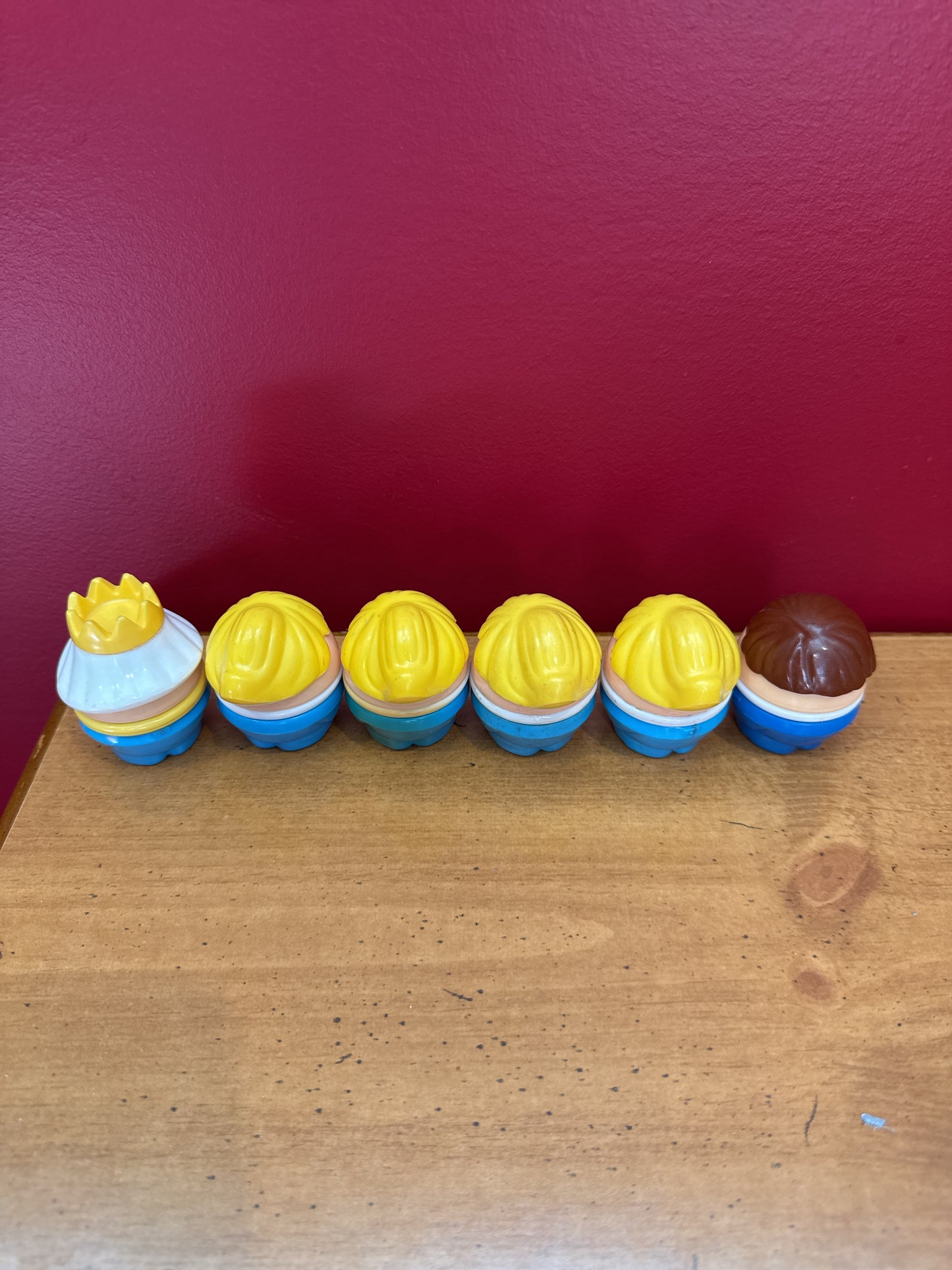 Toddle Tots Waffle Blocks Vintage Loose 2" Figure Lot Little Tikes Set of 6 Blonde Girls Queen Boy