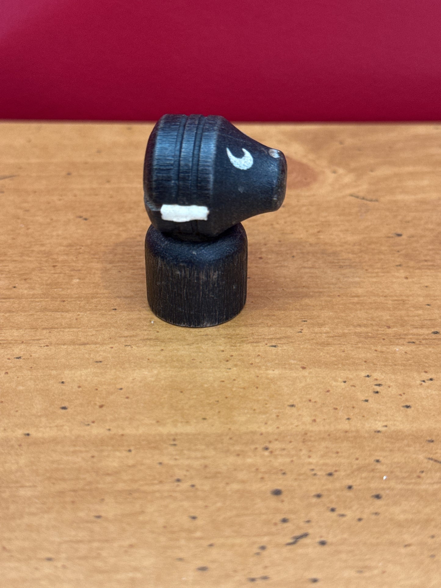 Rare Vintage 1960s Fisher Price Little People Wooden Black Dog White Floppy Ear - Ear Missing