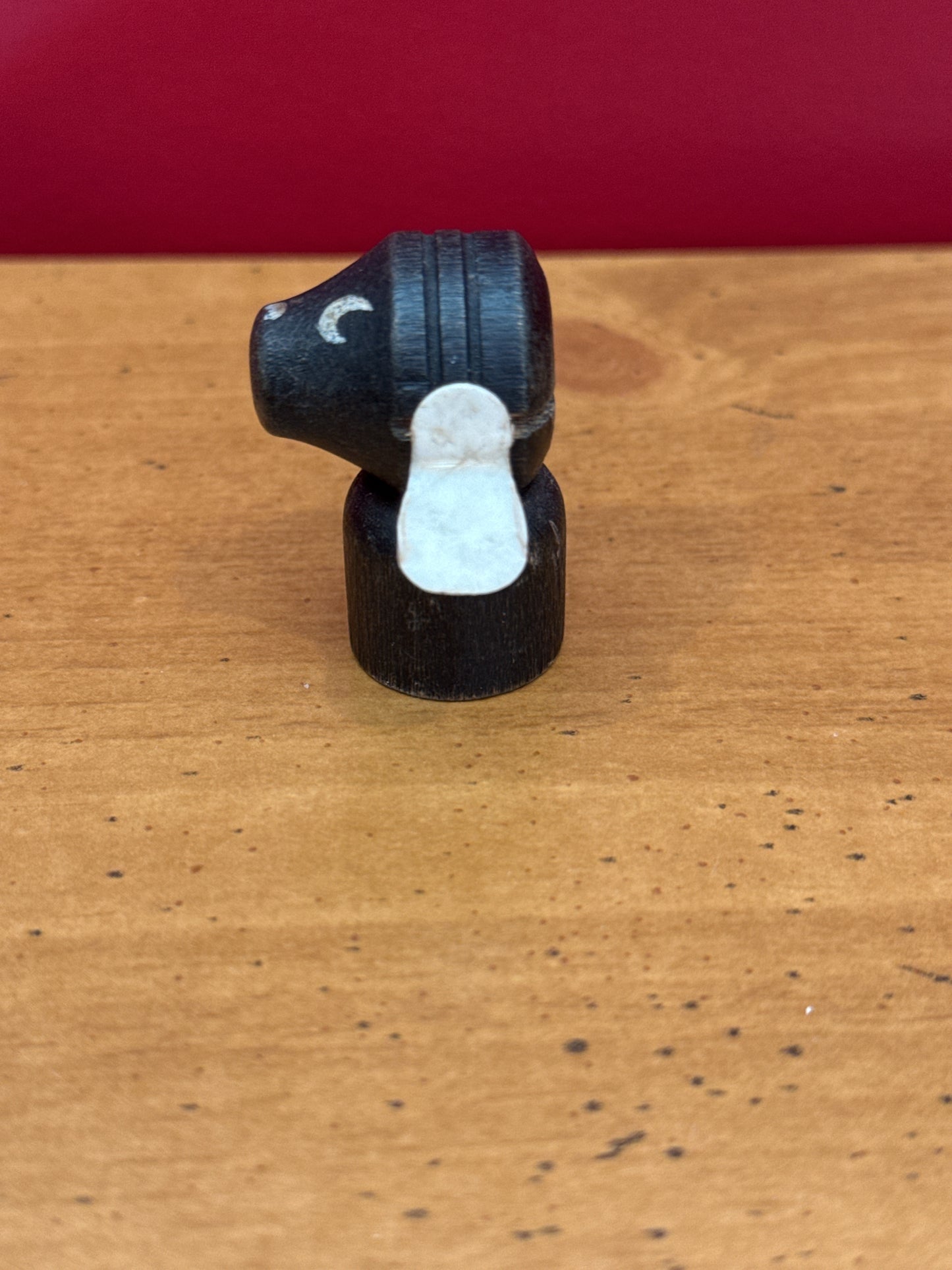 Rare Vintage 1960s Fisher Price Little People Wooden Black Dog White Floppy Ear - Ear Missing