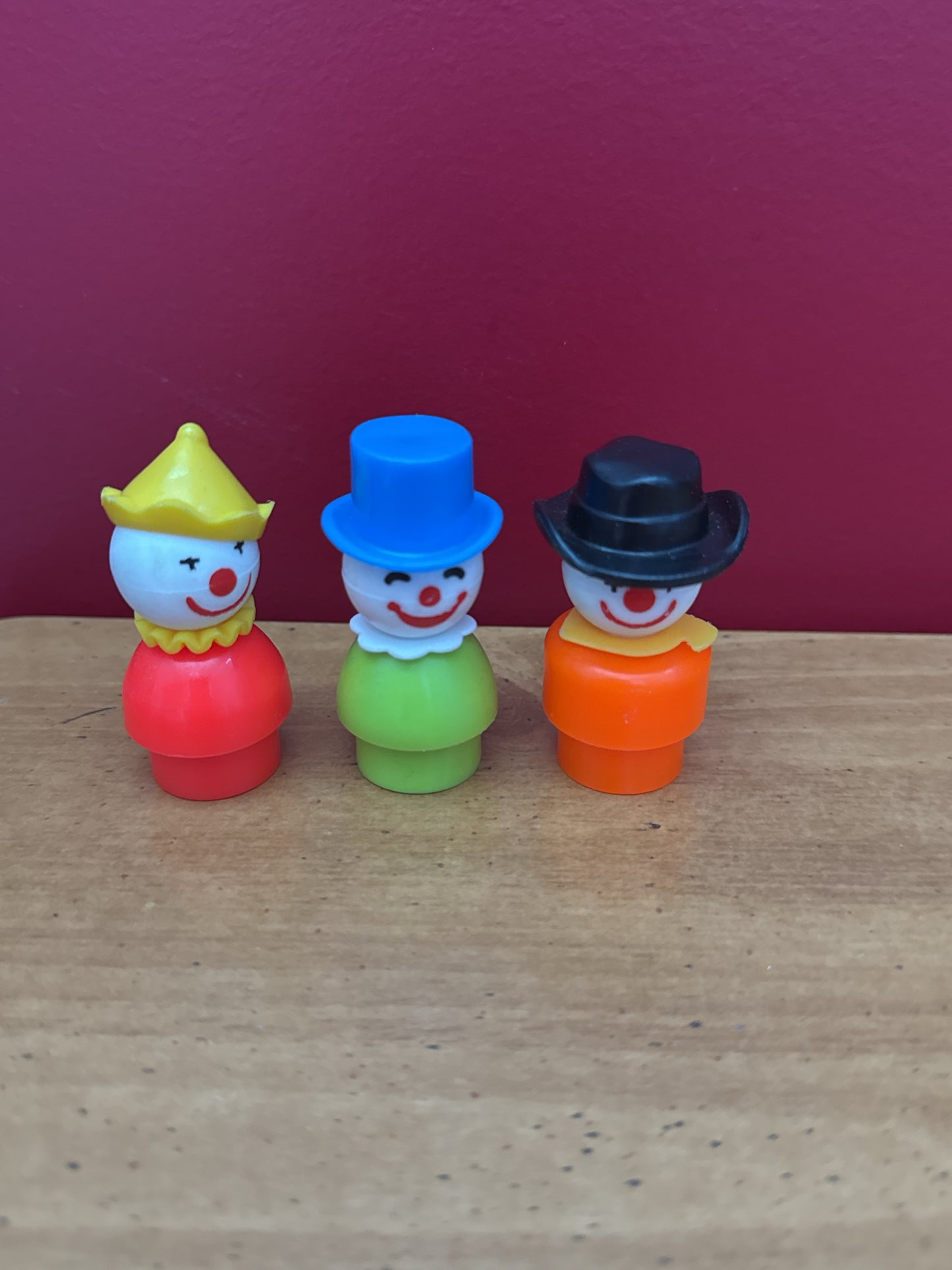Vintage 1970s Fisher Price Little People Clown Series Circus Clown Set of 3 Figures