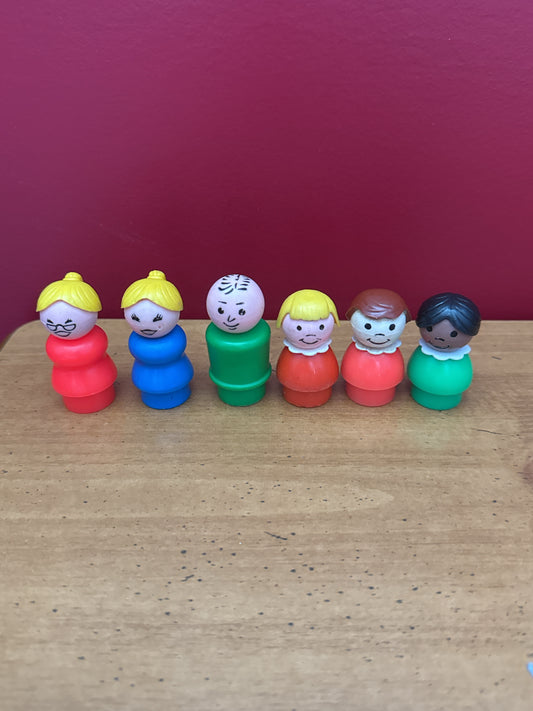 Vintage 1970s Fisher Price Little People Family Set of 6 Figures