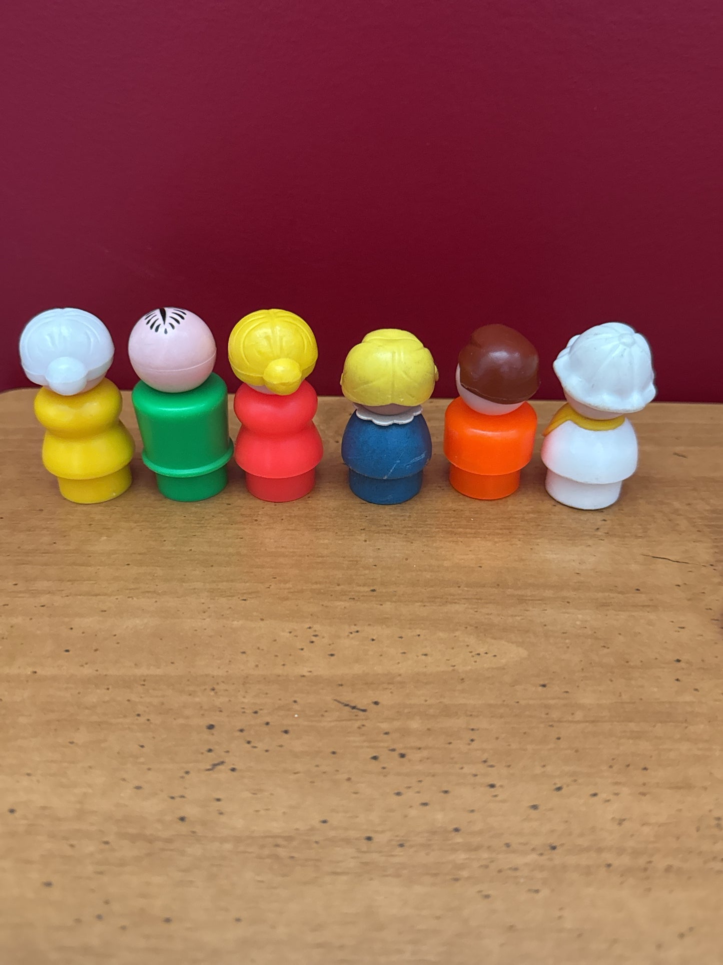 Vintage 1970s Fisher Price Little People Family Set of 6 Figures Including Baby