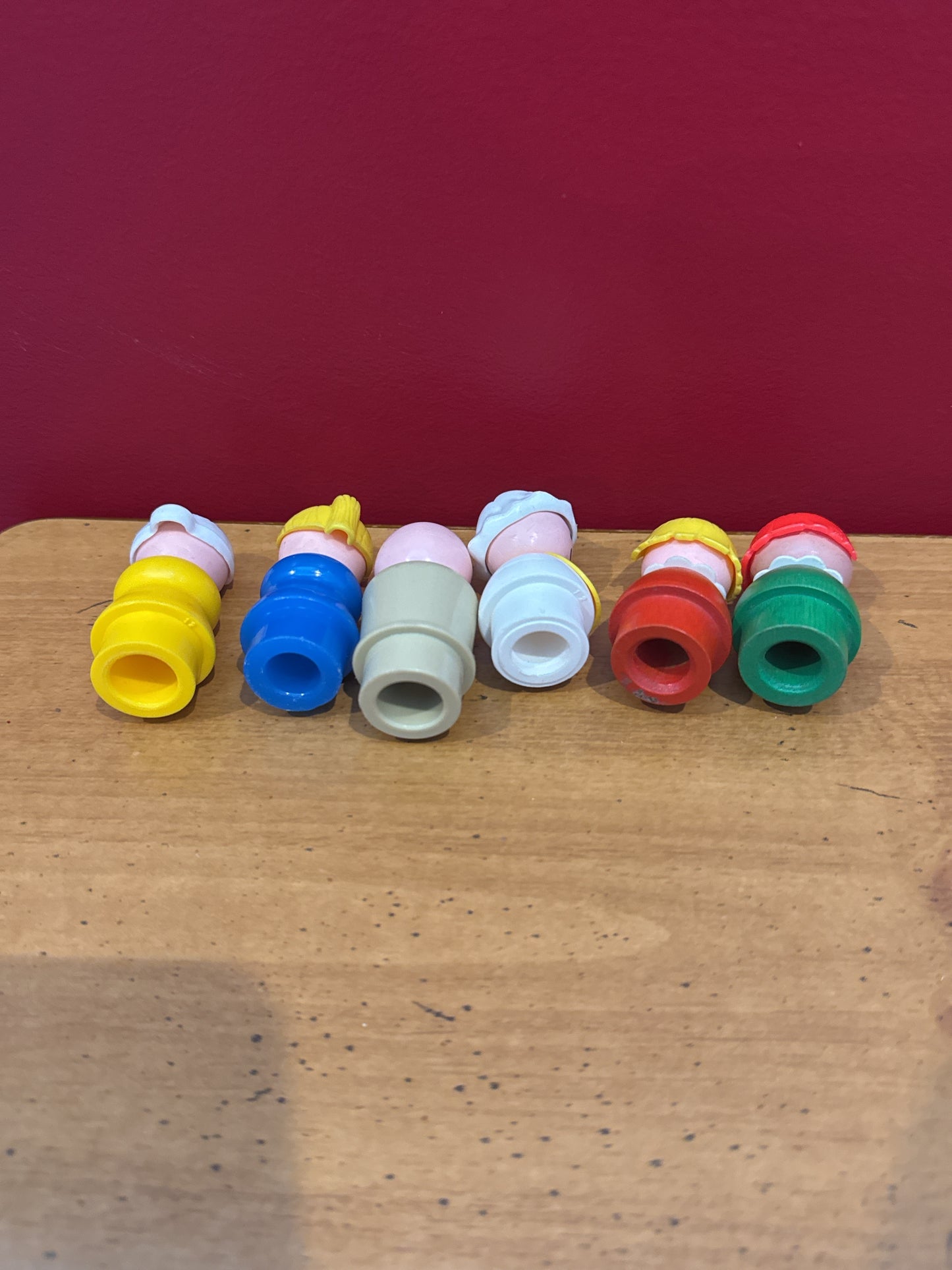 Vintage 1970s Fisher Price Little People Family Set of 6 Figures Including Baby & Grandma