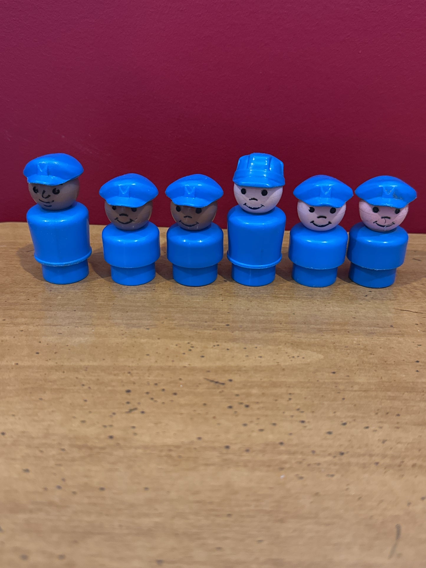 Rare Fisher Price Little People Cops/Mailmen/Boat Captain Blue Suits & Hat Set of 6 Figures