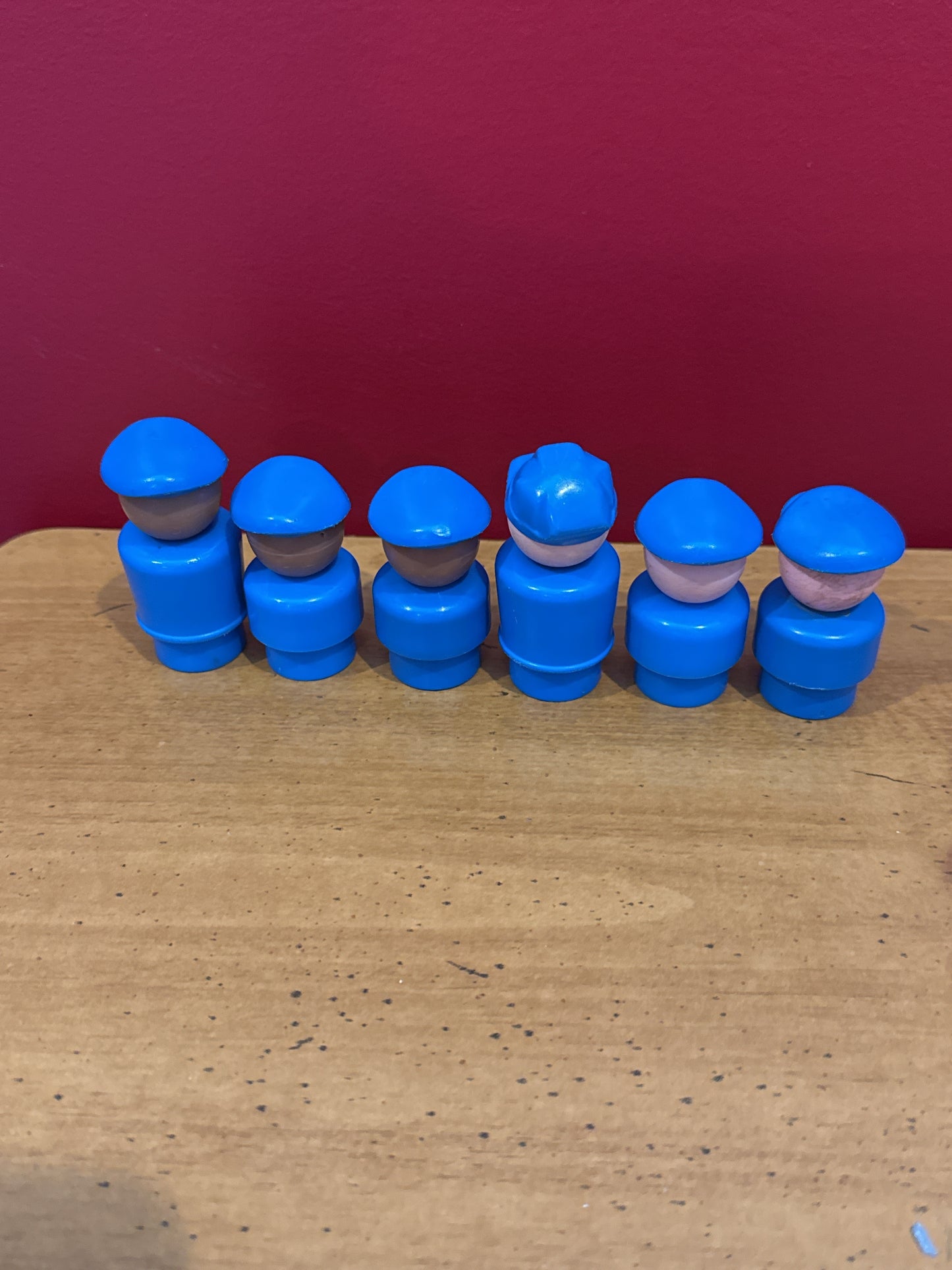 Rare Fisher Price Little People Cops/Mailmen/Boat Captain Blue Suits & Hat Set of 6 Figures