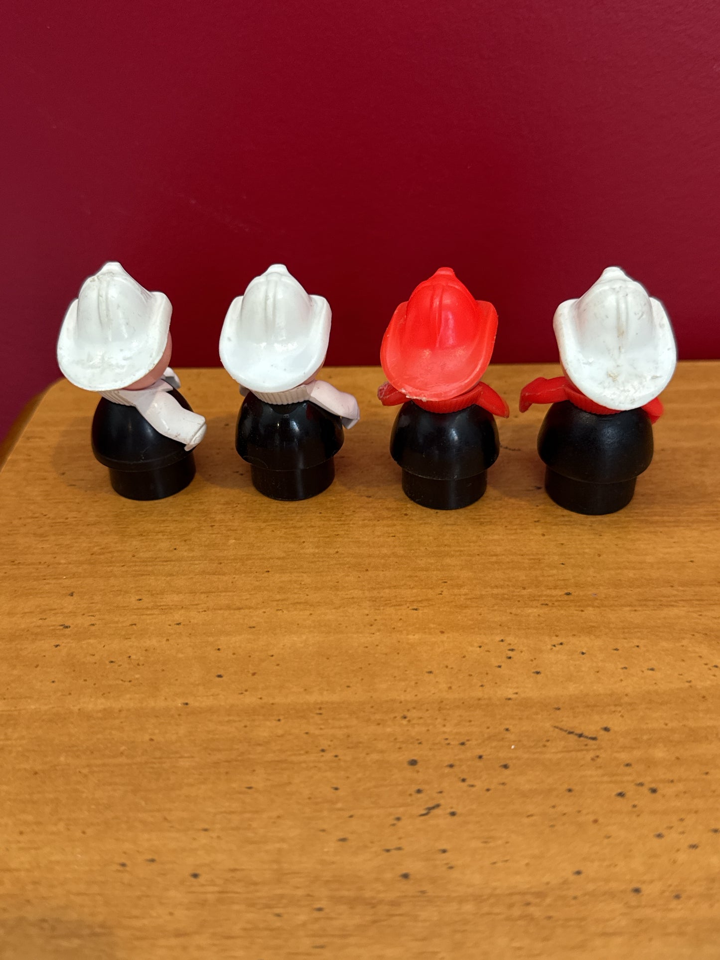 Vintage Fisher Price Little People Fireman with White Arms and Red Arms Set of 4 Figures