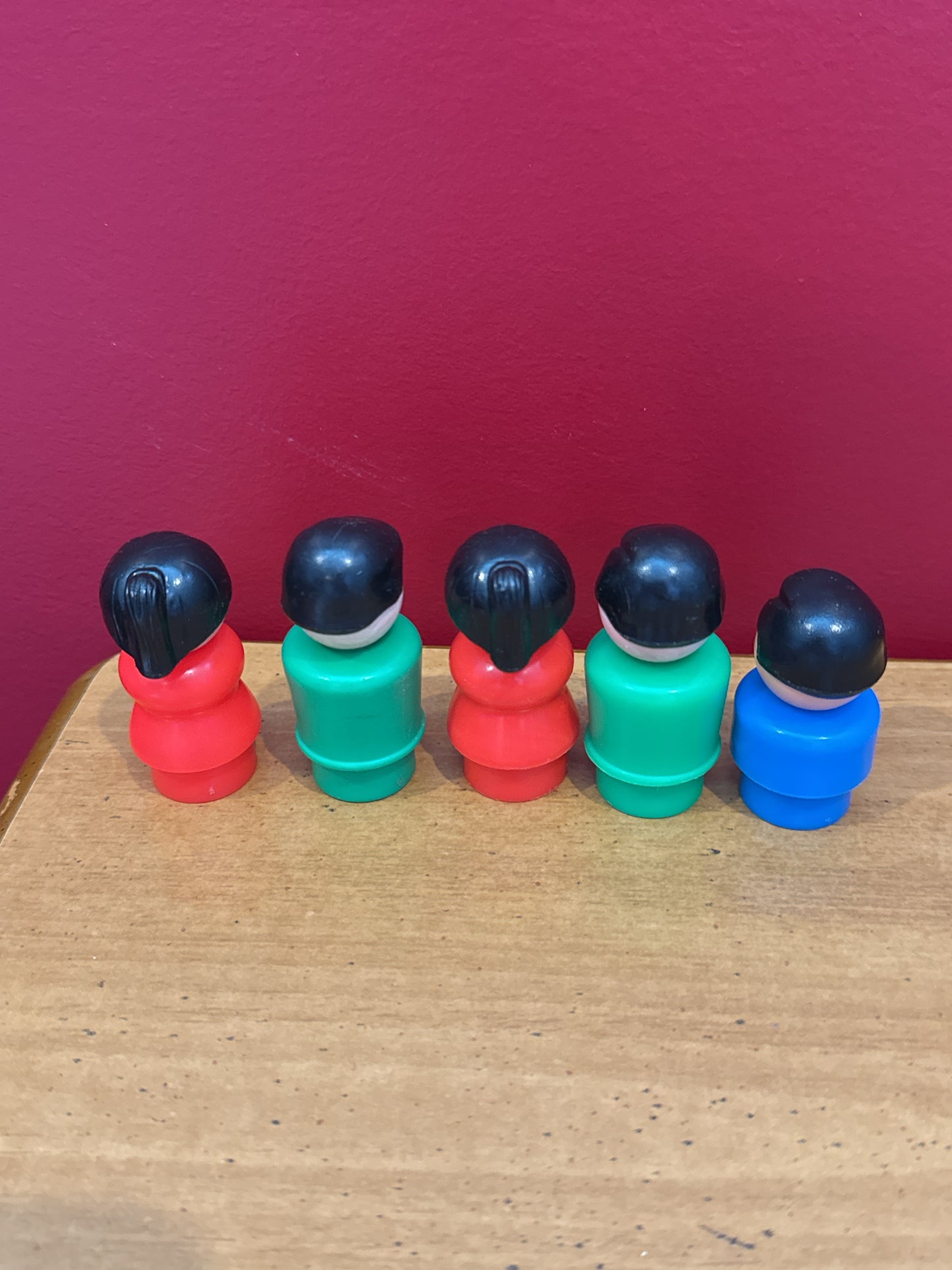 Vintage Fisher Price Little People Family Set of 5 Figures Including Asian Mom Figures