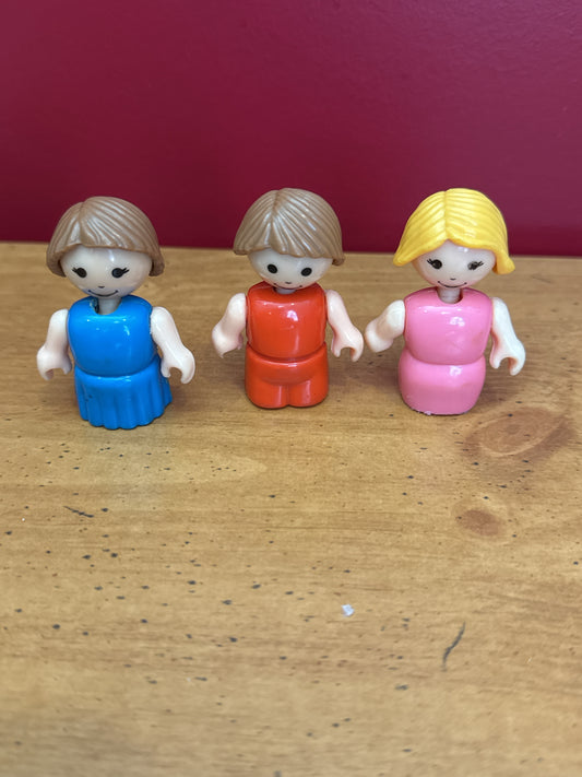 Vintage 1980s Playskool Li'l Playmates Line Little People Set of 3 Figures