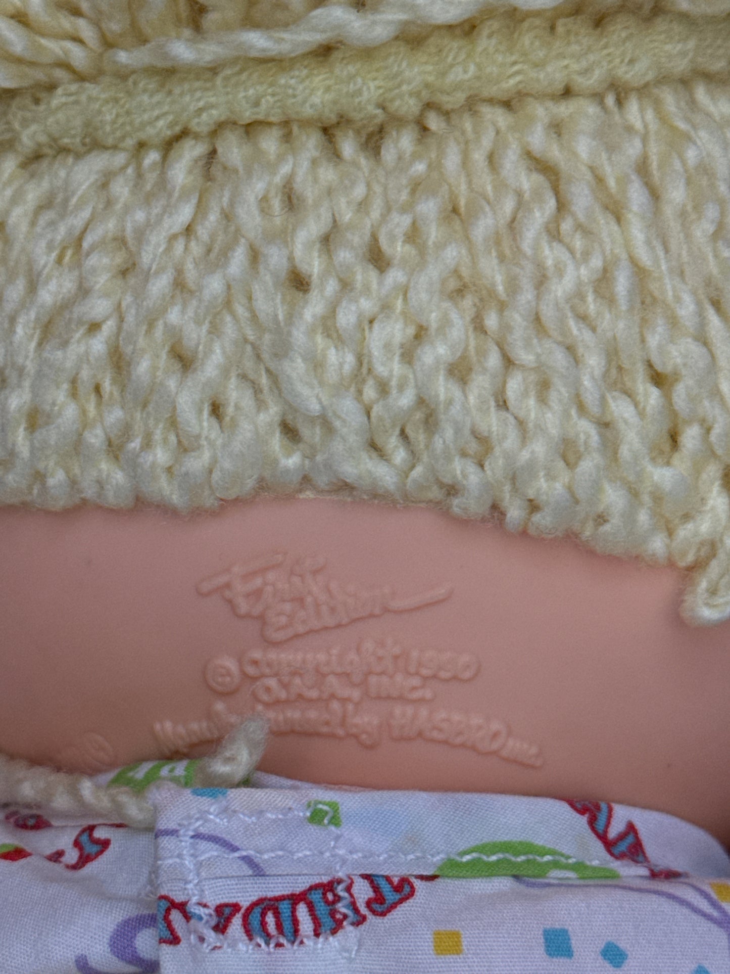 Vintage 1990 Hasbro Cabbage Patch Kid "Happy Birthday" Doll Blonde Hair Balloon Pattern Romper