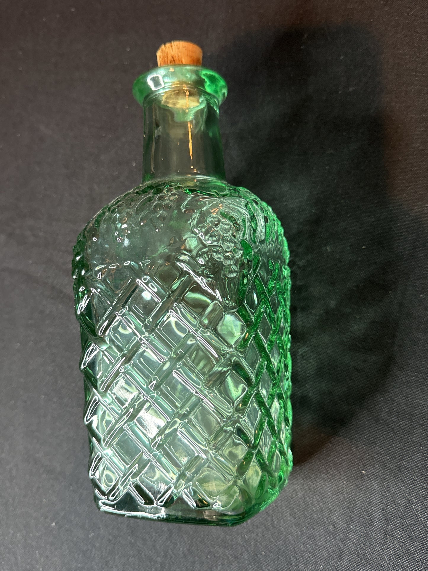 Vintage Libby Clear Glass Bottle Basket Weave Pattern Canada 8" Tall