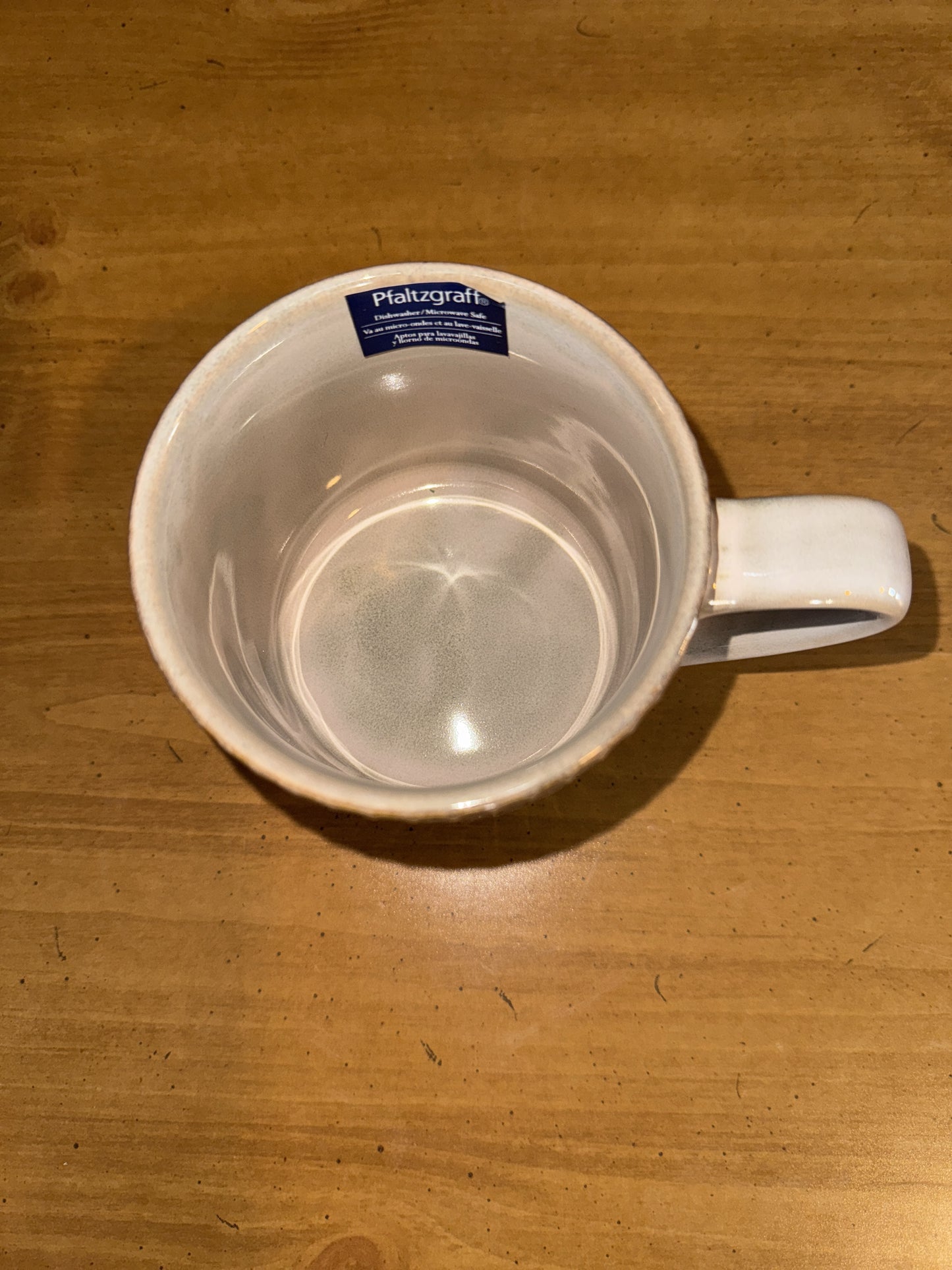 Pfaltzgraff Tan Ribbed Large Coffee Cup Mug 4" Tall New Never Used