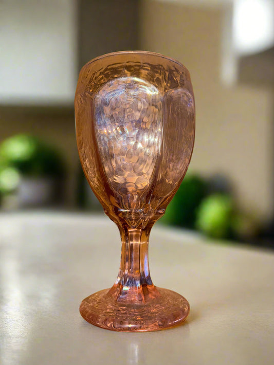 Libbey Glass Pink Chivalry Goblets Water Glasses 6.5" Tall