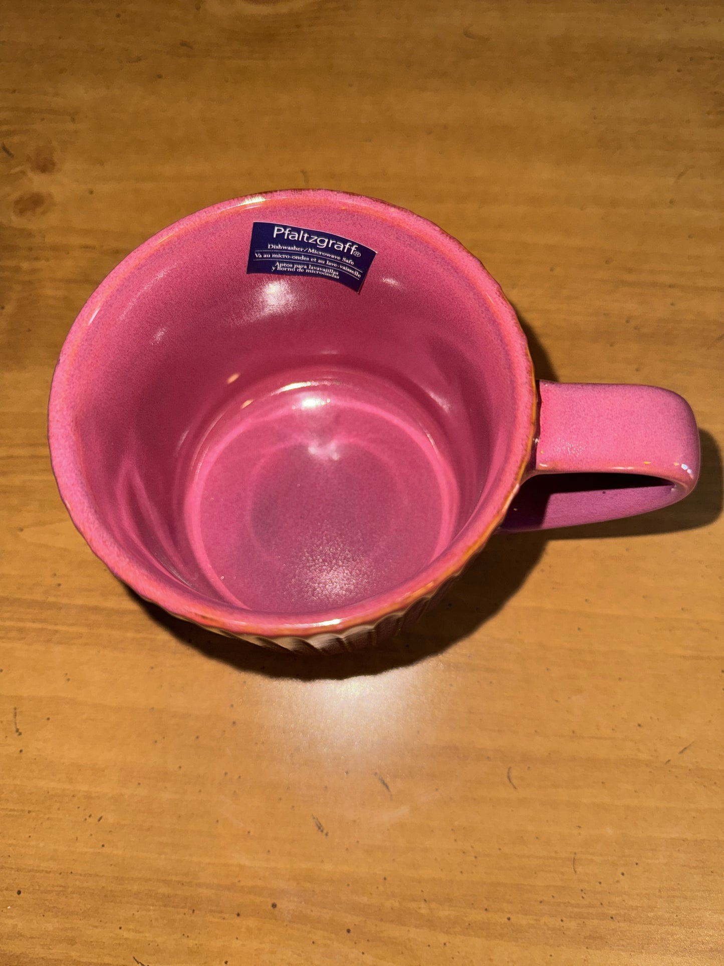 Pfaltzgraff Pink Ribbed Large Coffee Cup Mug 4" Tall New Never Used