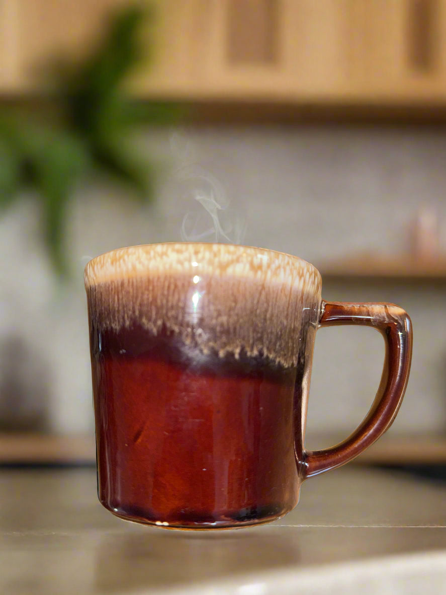 Vintage McCoy Pottery Brown Drip Glaze Coffee Mug cup USA 3.25" Tall