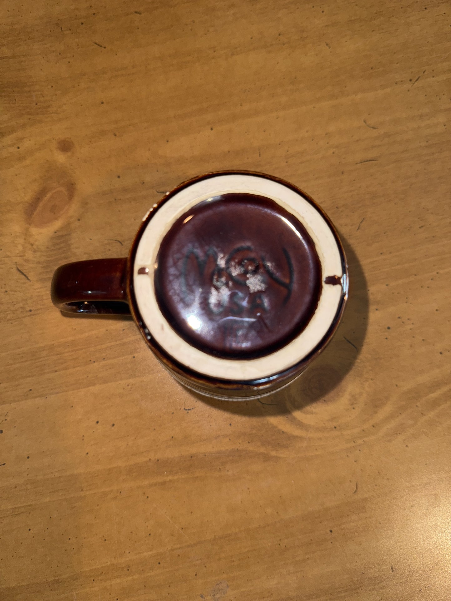 Vintage McCoy Pottery Brown Drip Glaze Coffee Mug cup USA 3.25" Tall
