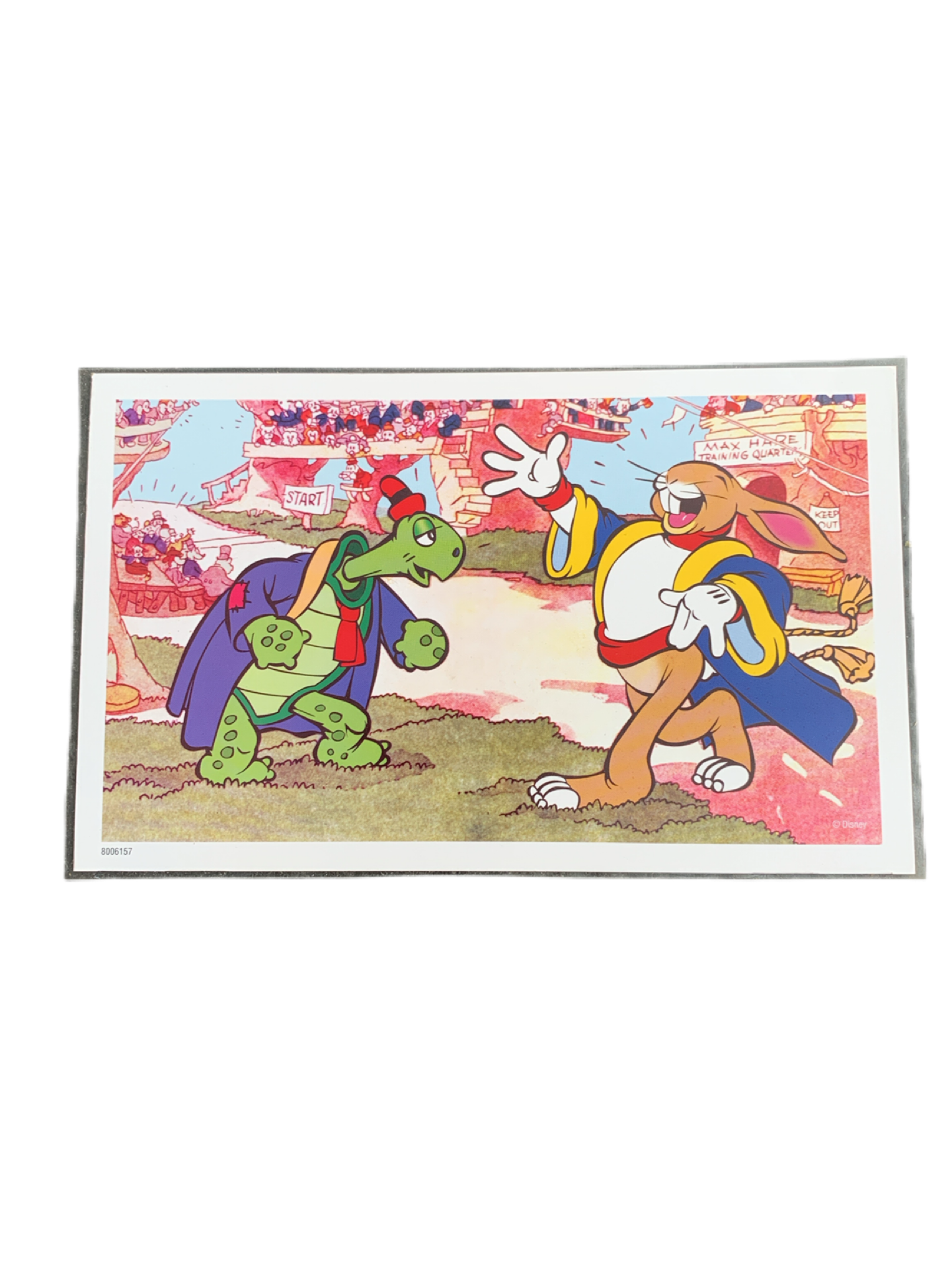 Disney Tortoise and the Hare Cartoon Lithograph Walt Disney Litho Card exclusive art