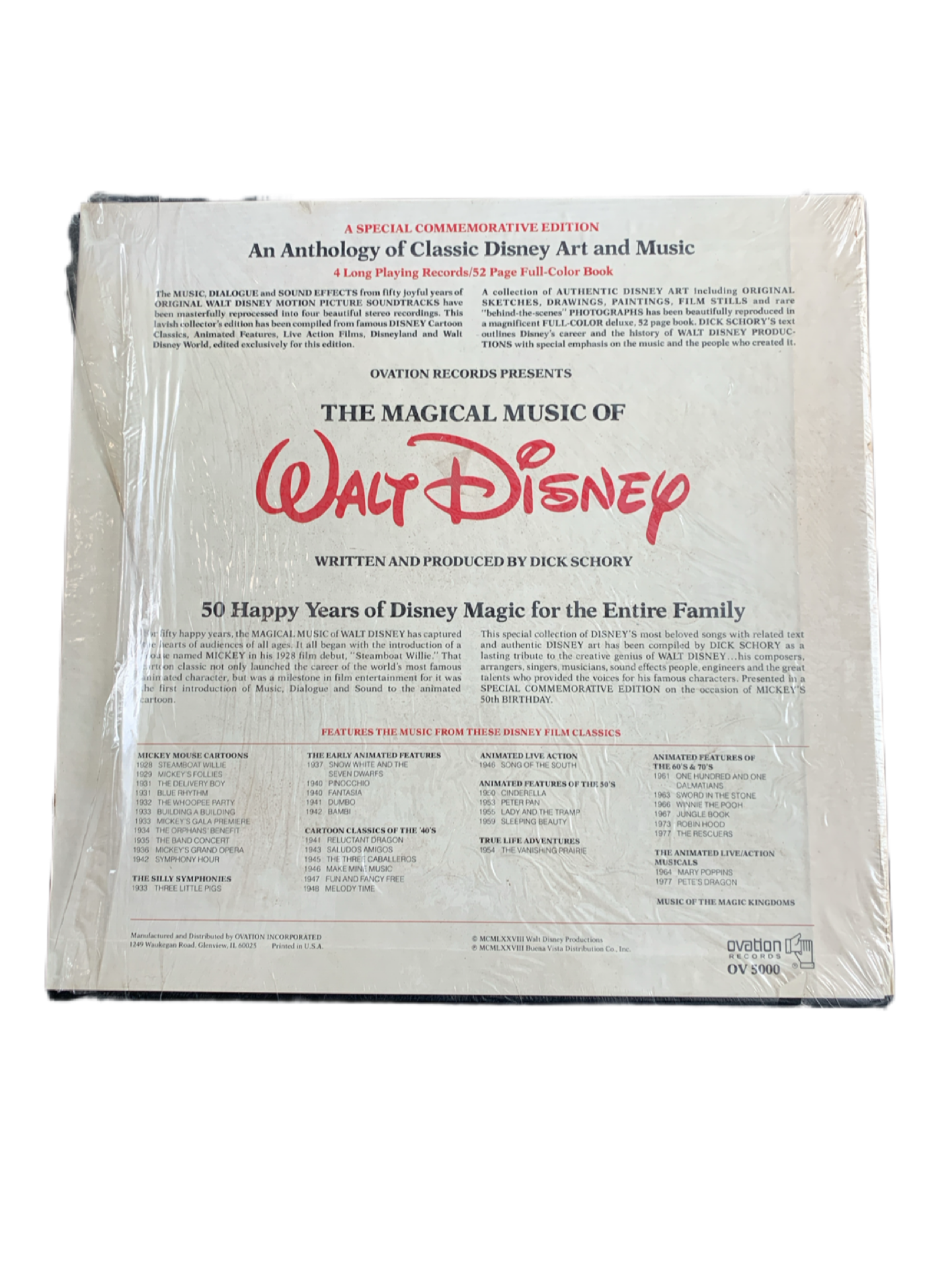 Disney, The Magical Music of Walt Disney 50 Years Soundtrack Record 4 LPs