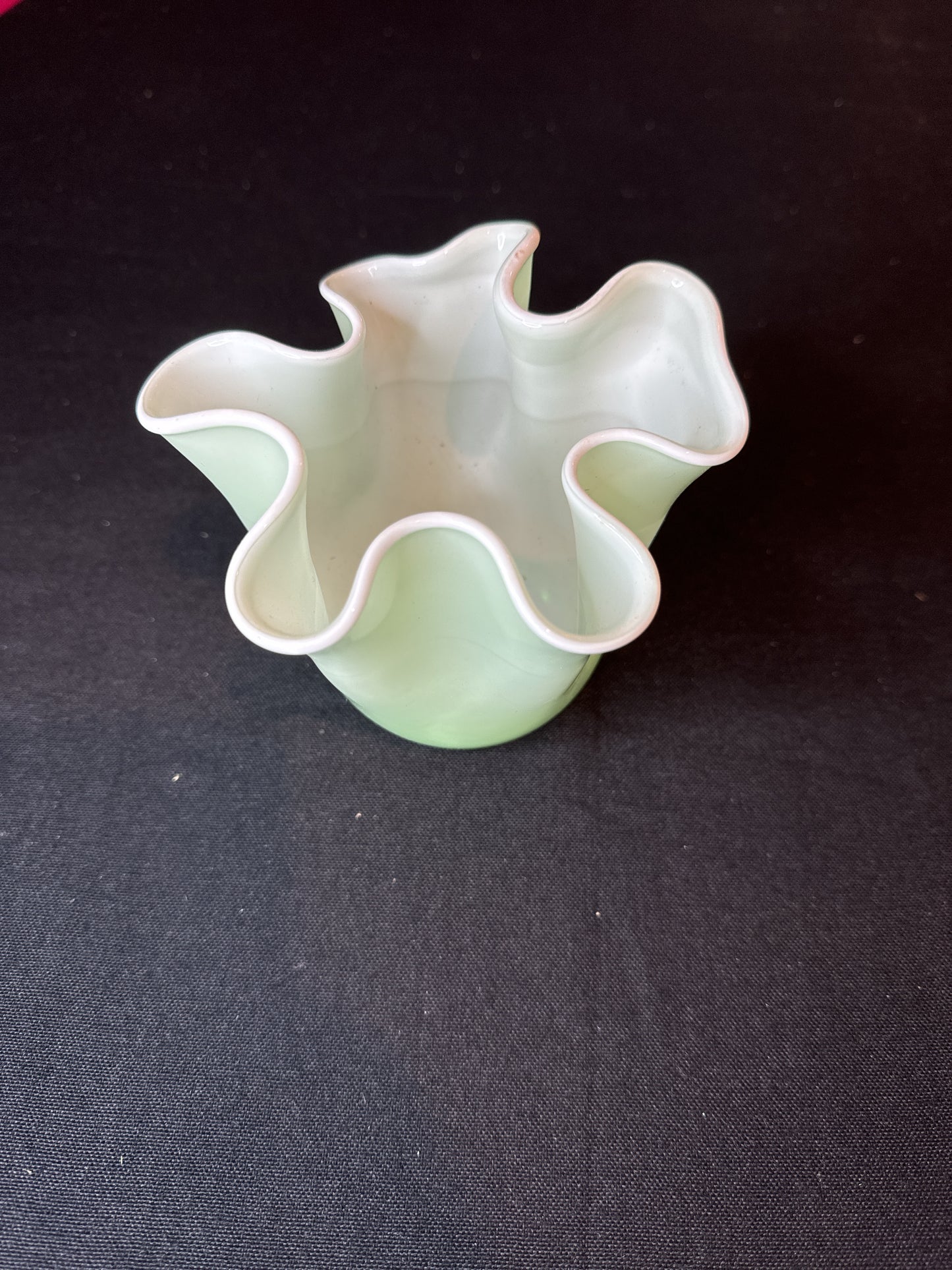 Two's Company Pale Mint Green Handkerchief Vase-Cased Glass 4.25" Tall