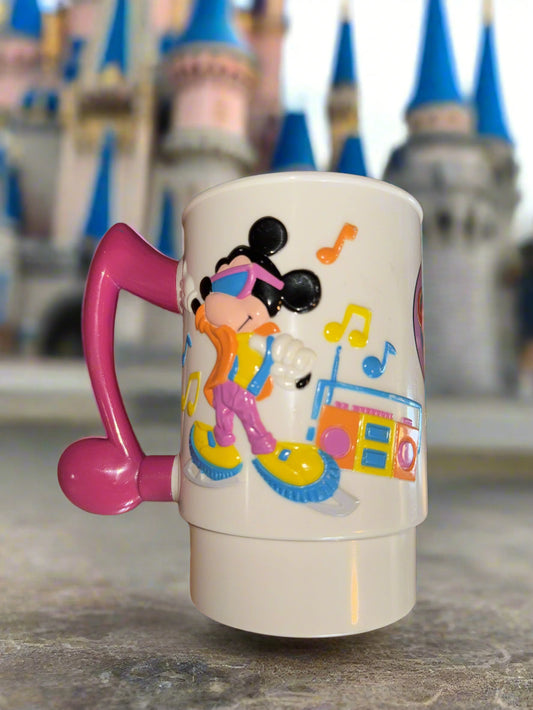 Jamming Mickey Mouse Disney's World on Ice 3D Mug Plastic Kenneth Feld - Pink Handle 5.25"