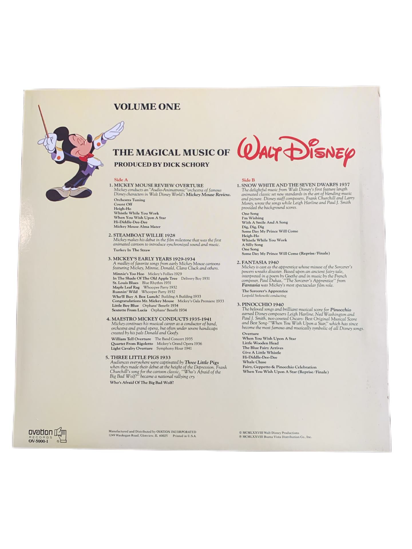 Disney, The Magical Music of Walt Disney 50 Years Soundtrack Record 4 LPs