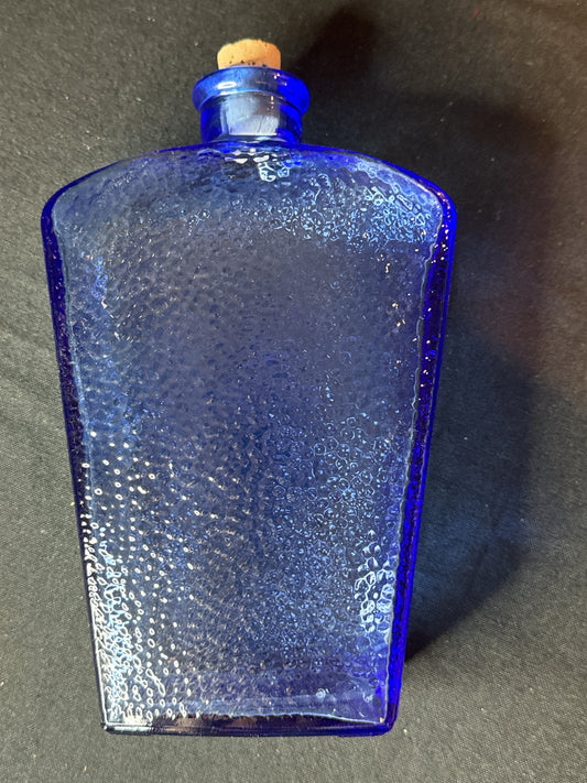 Vintage Cobalt Blue Glass Decanter Bottle 8.5" Made in Canada Pebbled Textured