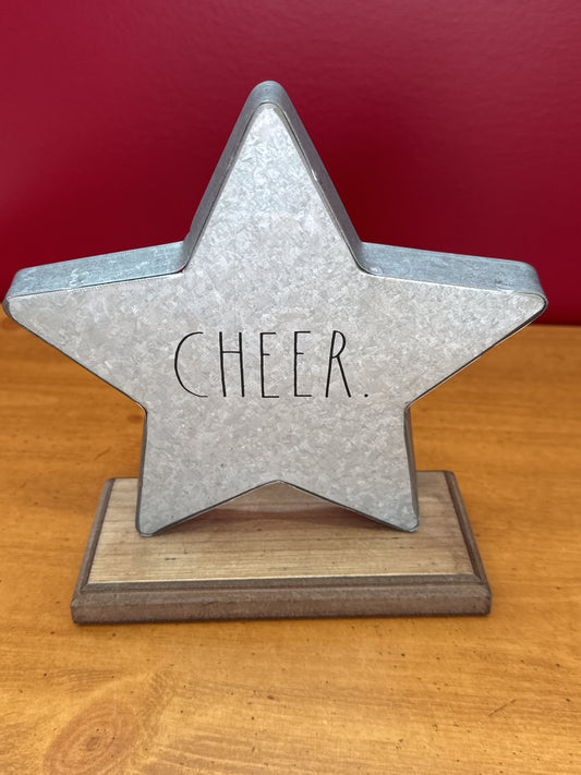 Rae Dunn Magenta Galvanized Metal Table Top Signs Cheer Star Sign 8" Tall