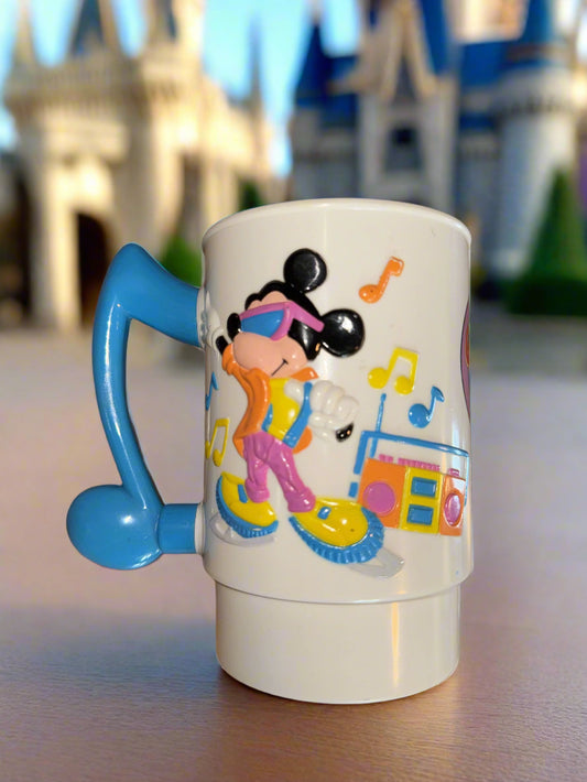 Jamming Mickey Mouse Disney's World on Ice 3D Mug Plastic Kenneth Feld - Blue Handle 5.25"