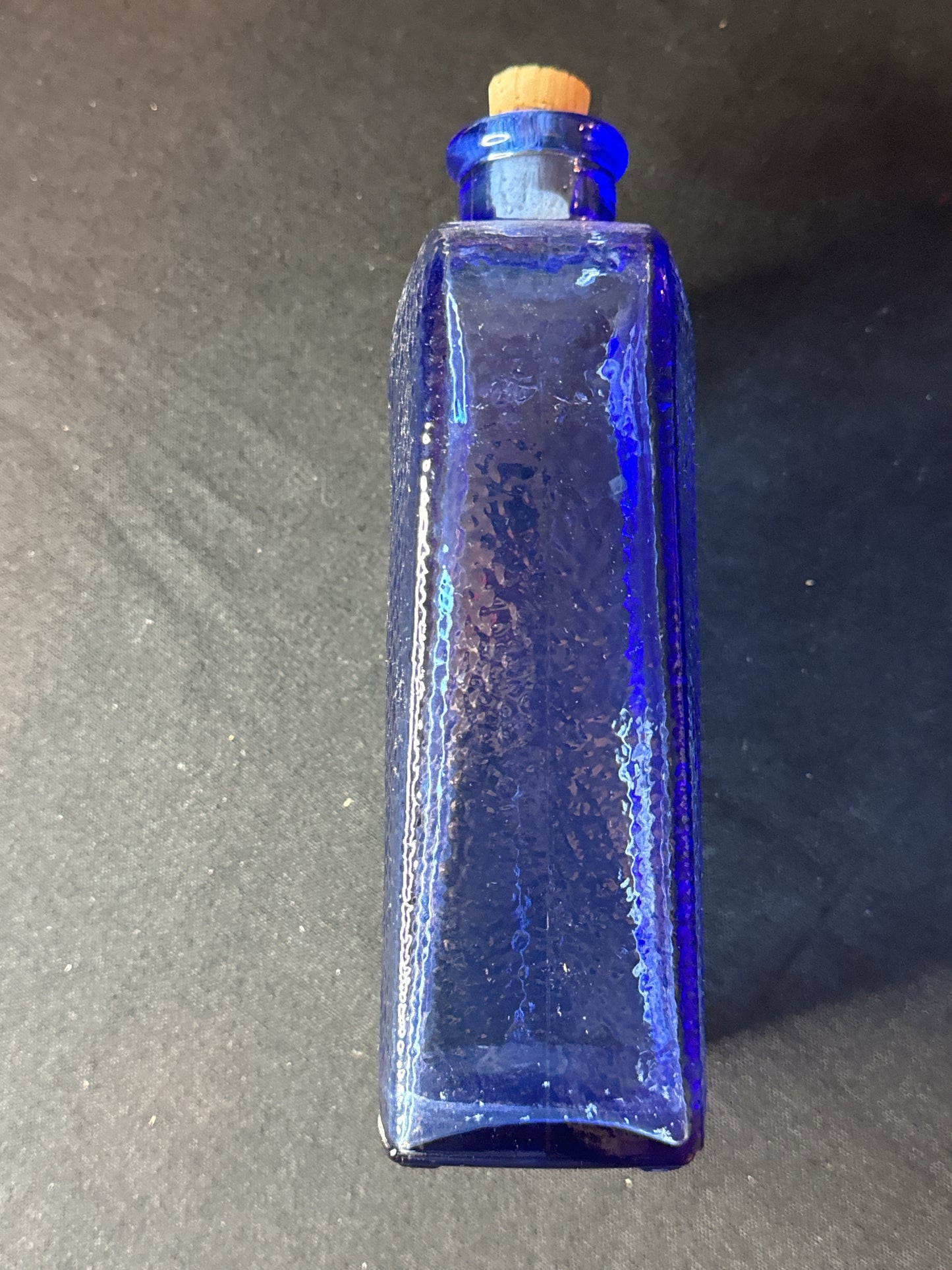 Vintage Cobalt Blue Glass Decanter Bottle 8.5" Made in Canada Pebbled Textured