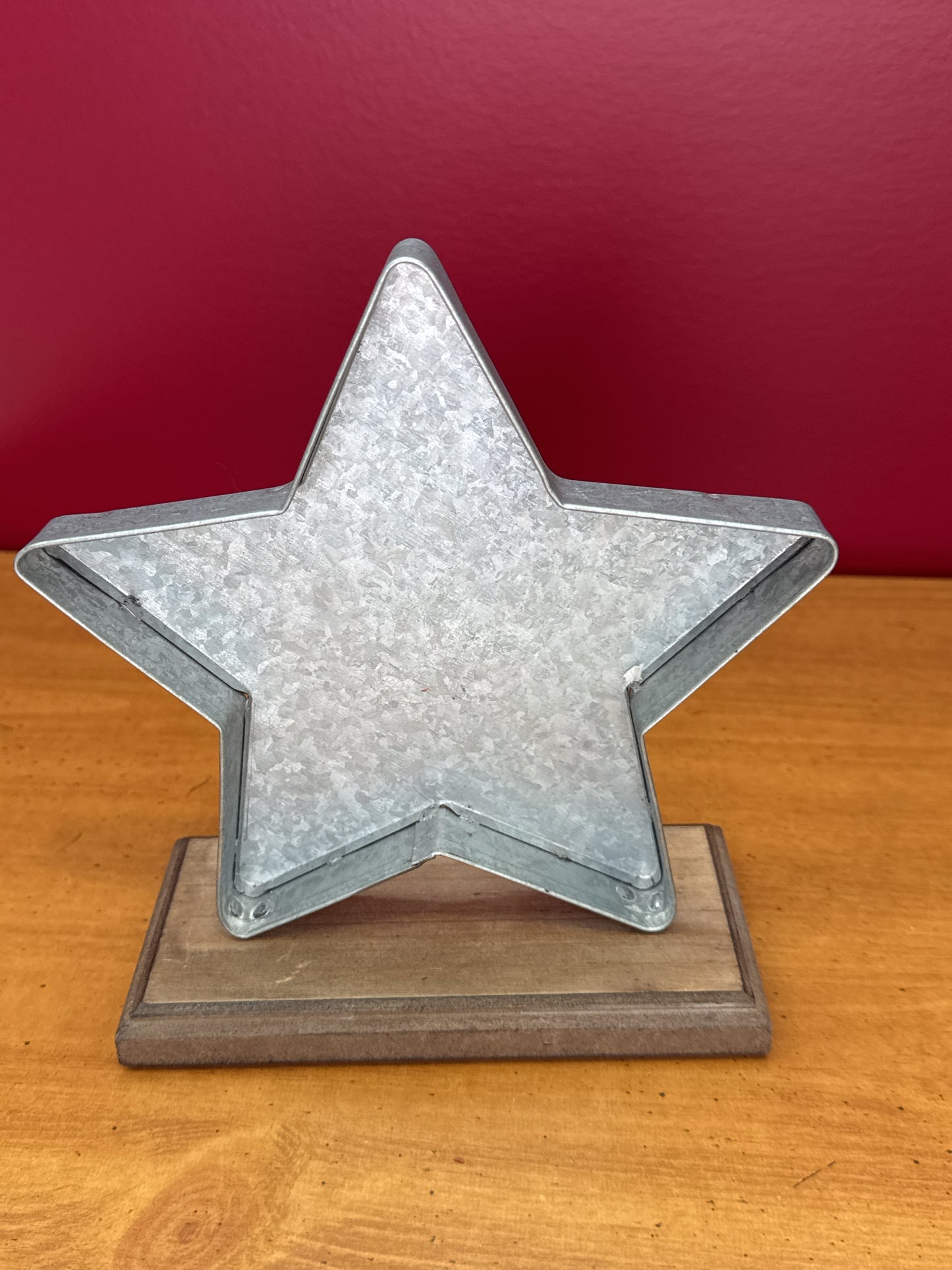 Rae Dunn Magenta Galvanized Metal Table Top Signs Cheer Star Sign 8" Tall