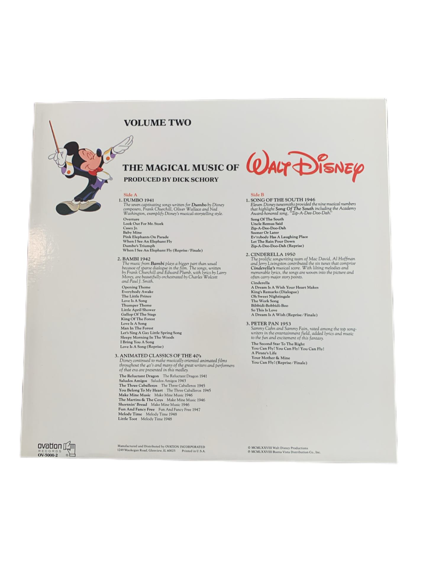 Disney, The Magical Music of Walt Disney 50 Years Soundtrack Record 4 LPs