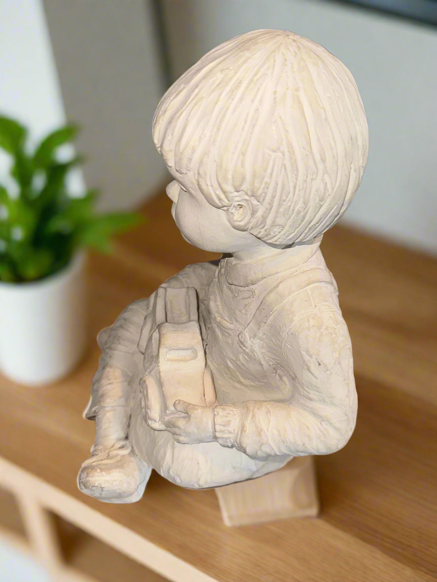 Austin Productions Sculpture Bright Eyes Collection Boy With Truck 9.5" Tall