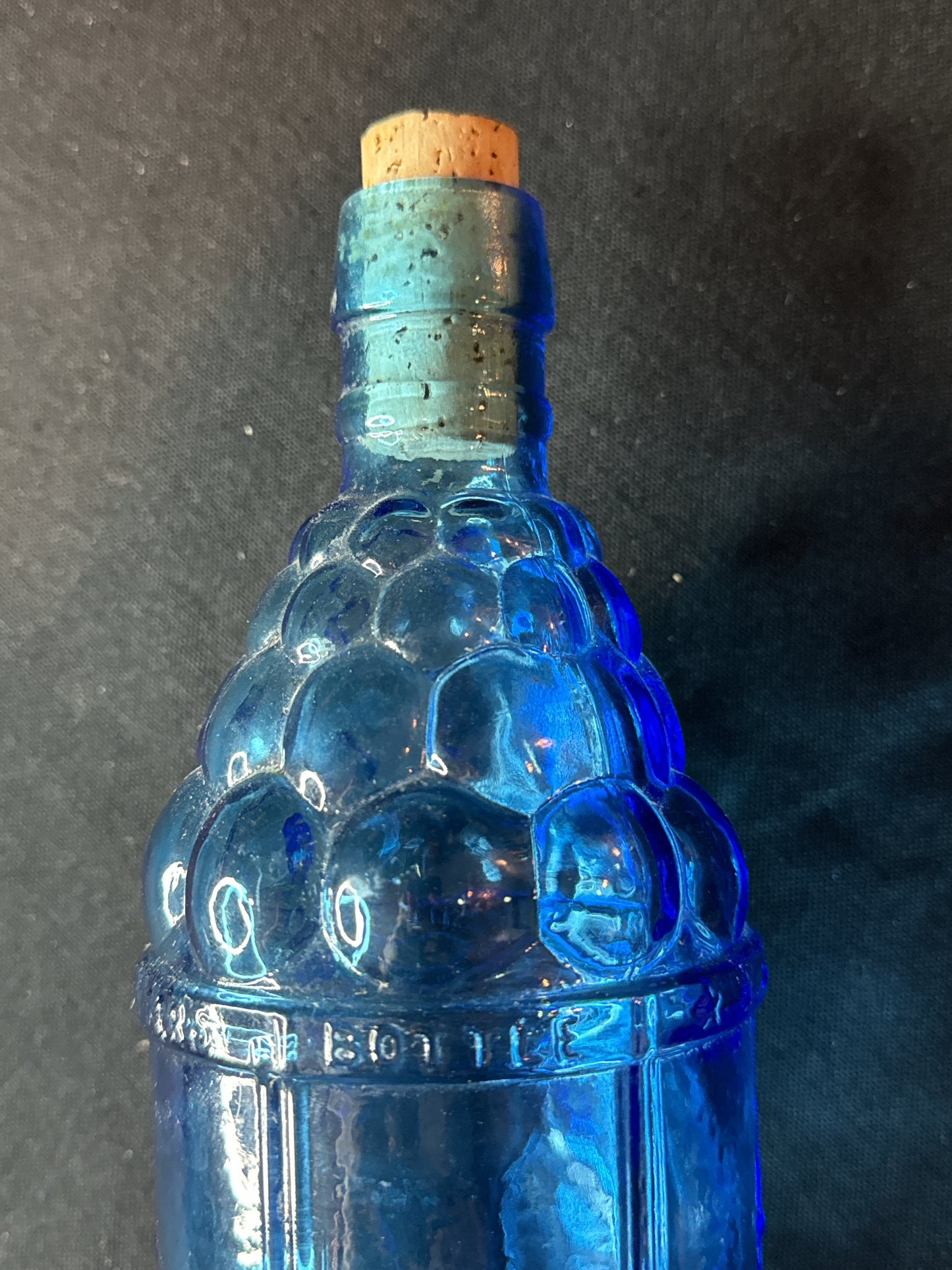 Blue Wheaton McGivers American Army Bitters Bottle Drum & Cannon Balls 7.5" Tall