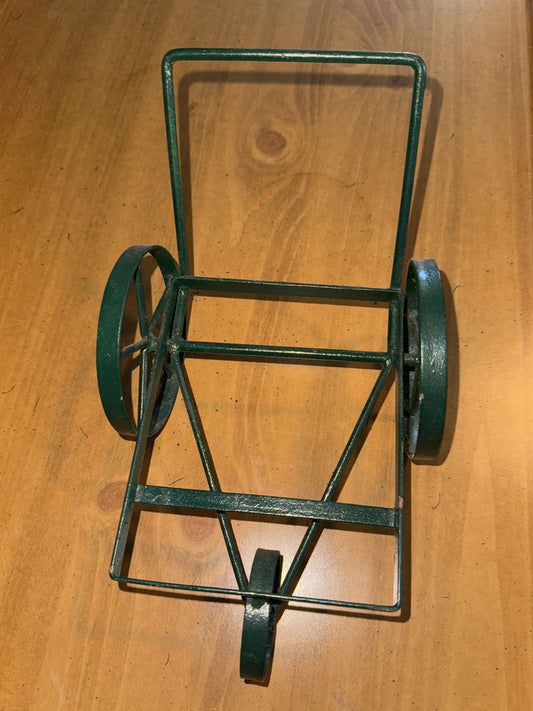 Small Decorative Metal Plant Holder Green Wheelbarrow 10" Long 5.5" Wide Inside 5.5"x 4.5"