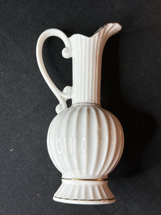 Small 6.25" Tall Vase White Porcelain with Gold Trim Made in Japan