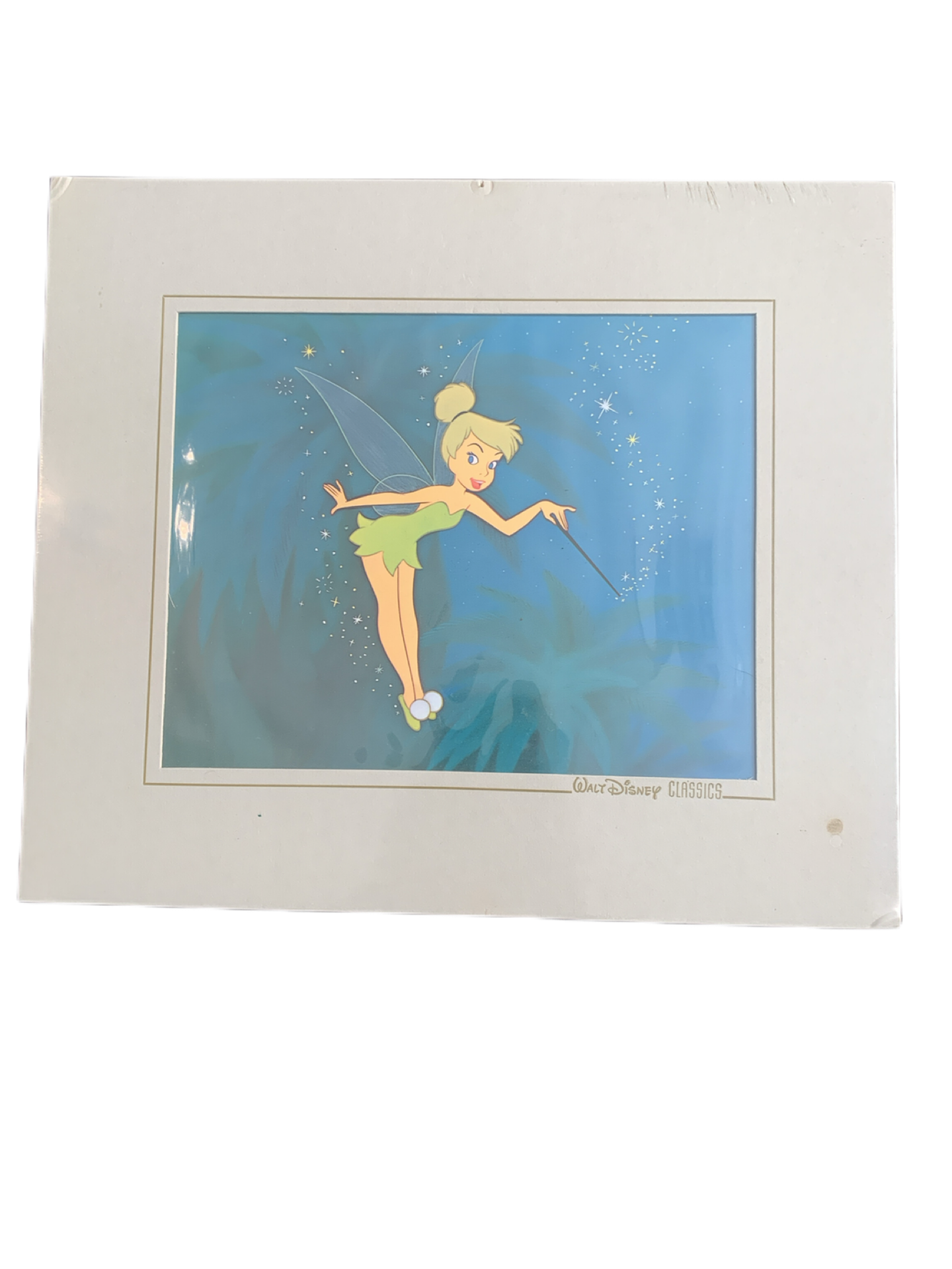 Disney's Peter Pan TinkerBell Lithograph Print of a Cel. Rare Find in this condition