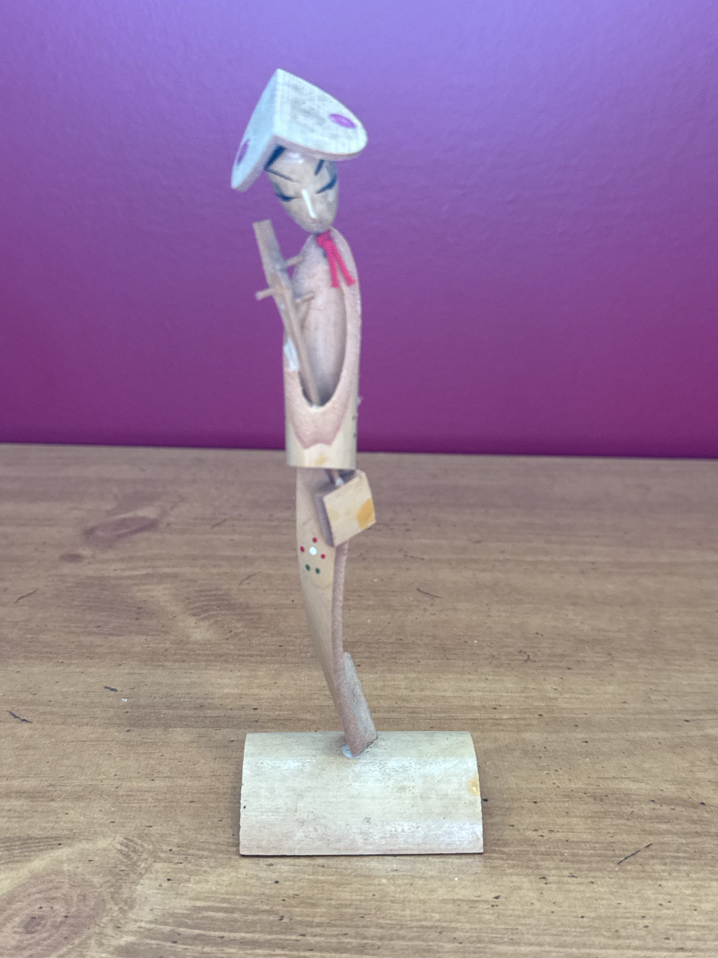 Vintage Bamboo Geisha Girl Figurine Souvenir 7" Tall