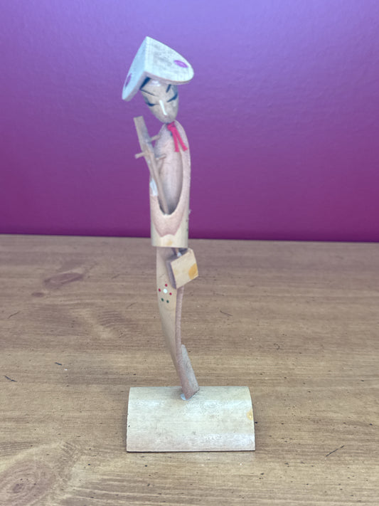 Vintage Bamboo Geisha Girl Figurine Souvenir 7" Tall