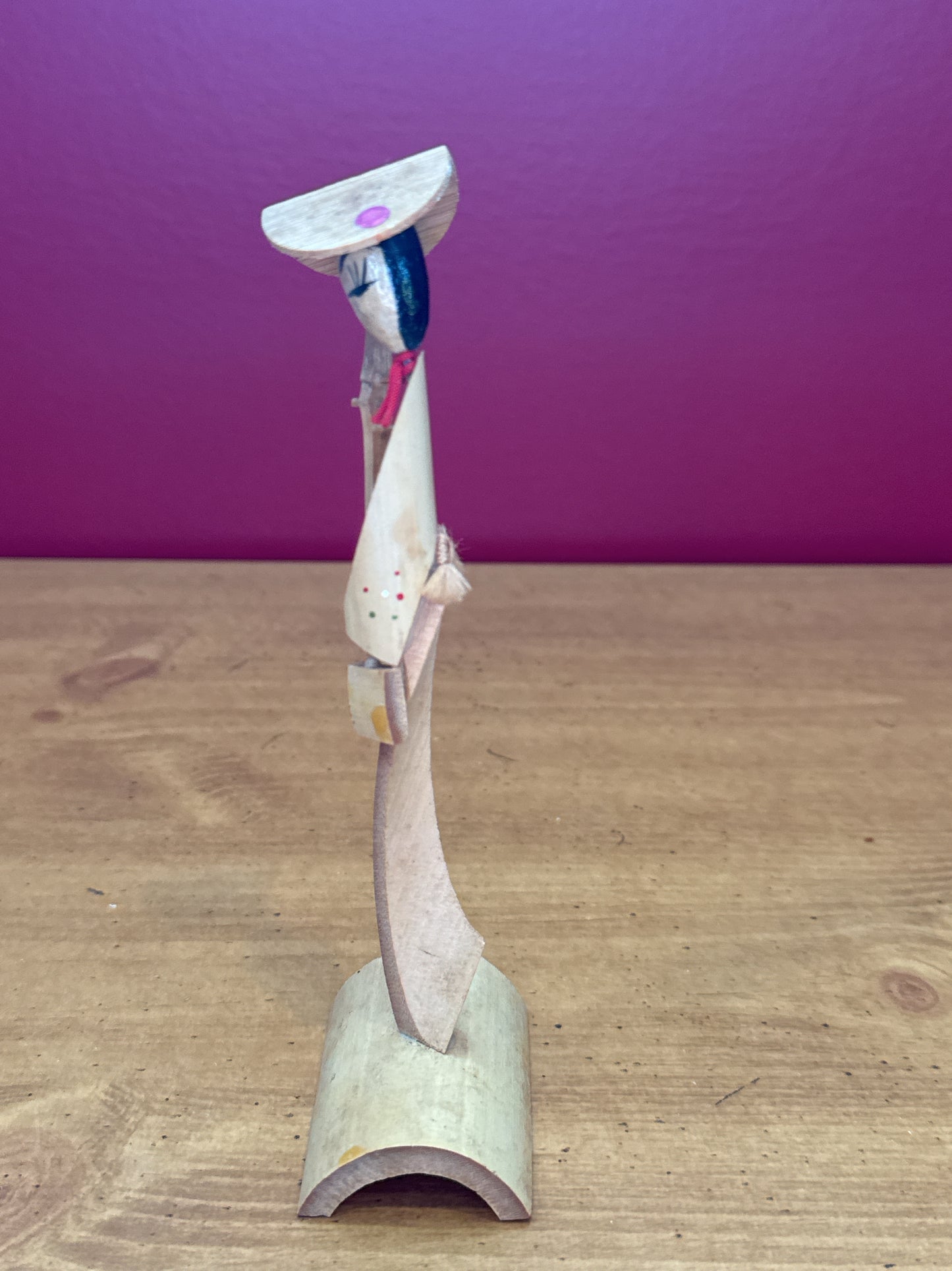 Vintage Bamboo Geisha Girl Figurine Souvenir 7" Tall