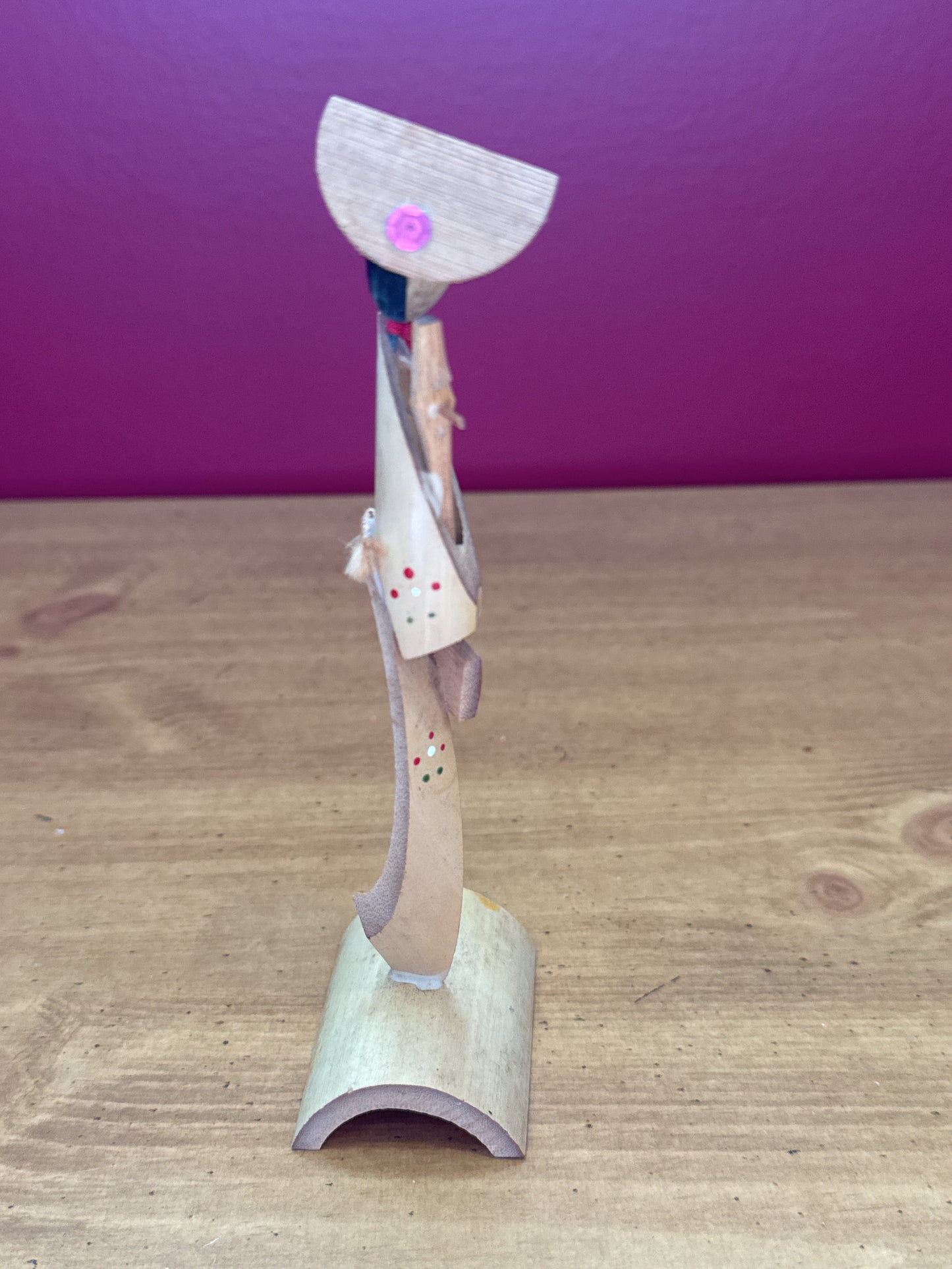 Vintage Bamboo Geisha Girl Figurine Souvenir 7" Tall