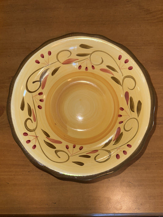Home Trends Italian Villa 8.25" Yellow Green Gold Bowl 2.25" Tall
