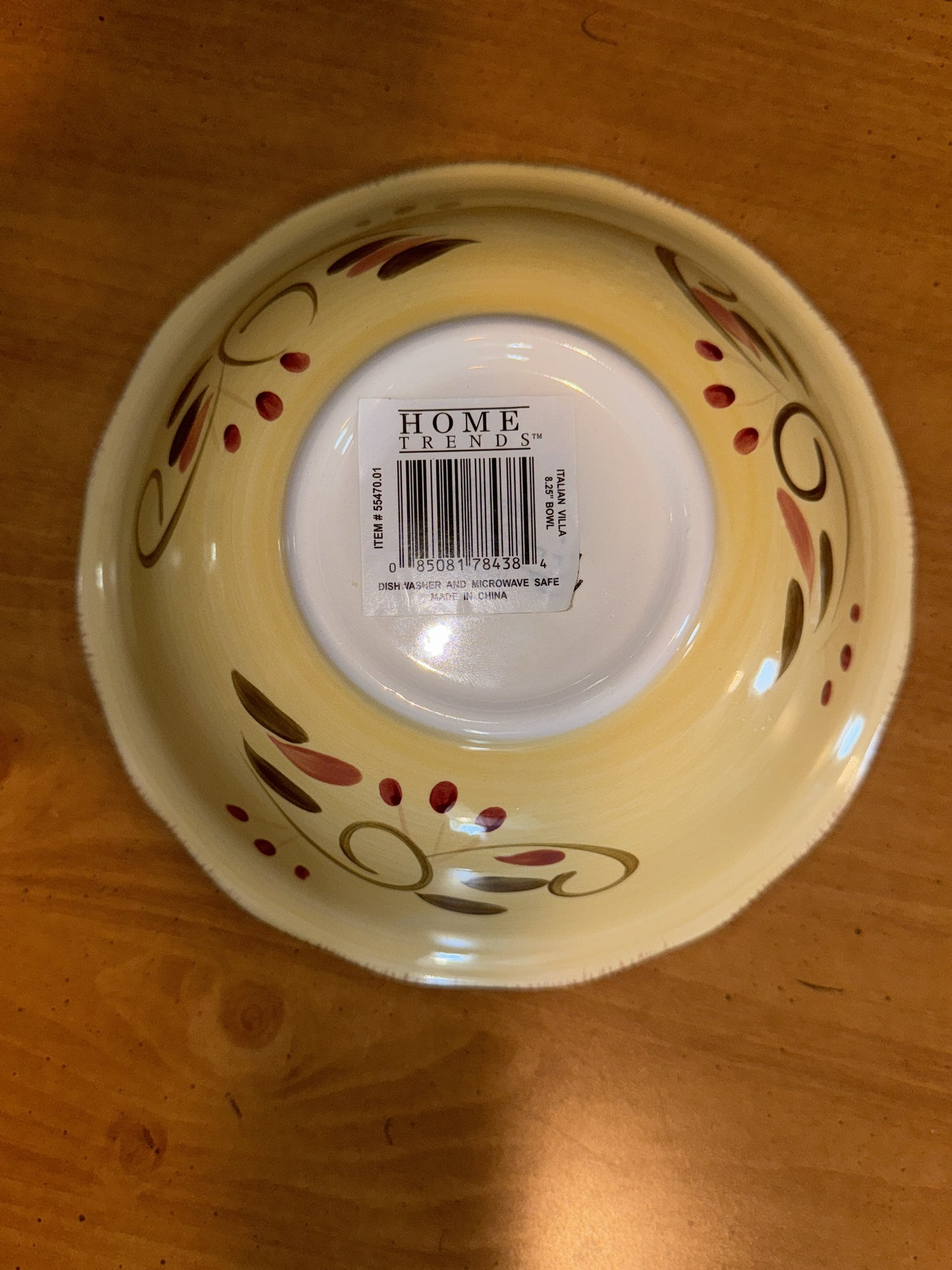 Home Trends Italian Villa 8.25" Yellow Green Gold Bowl 2.25" Tall
