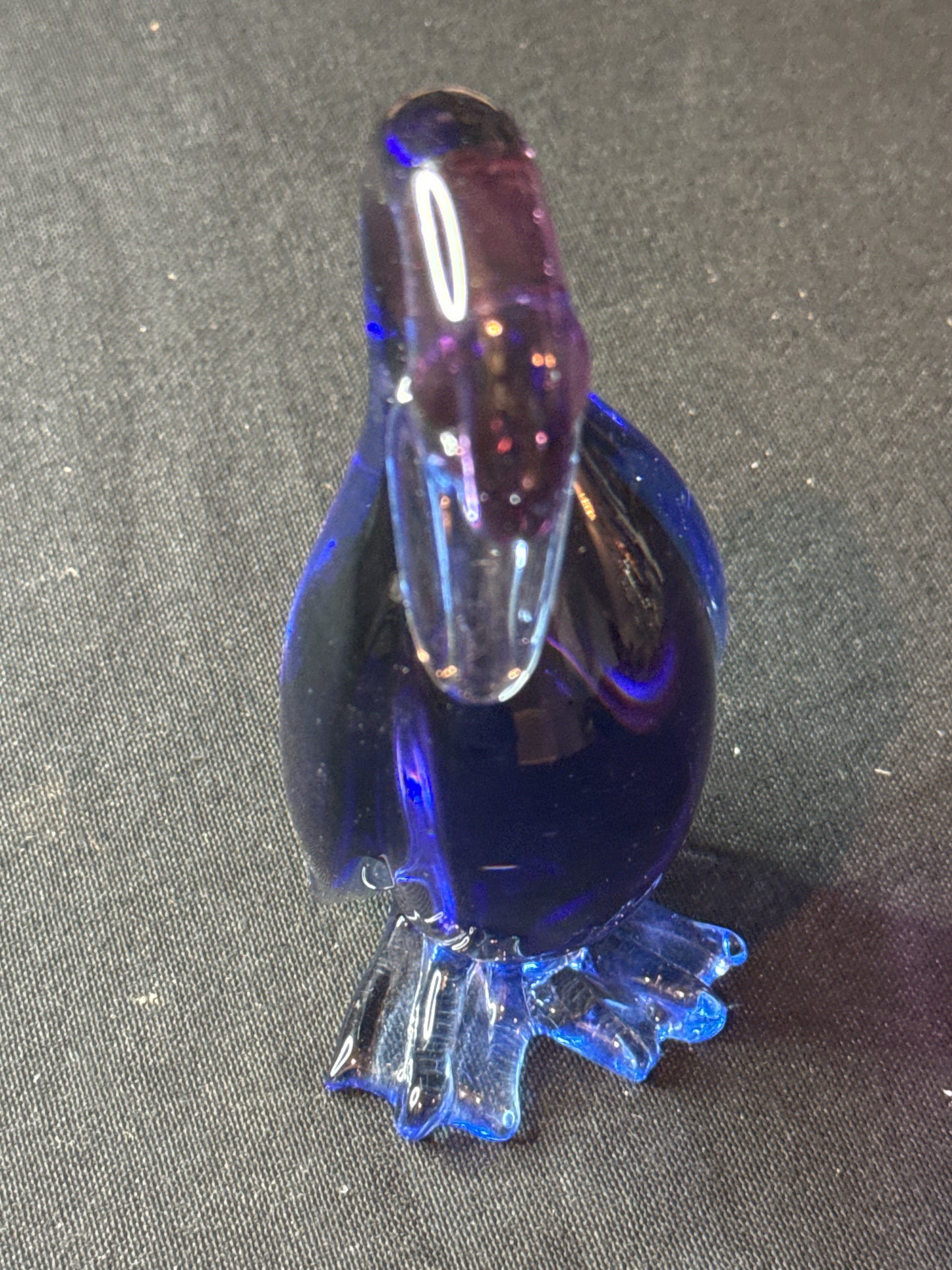 Murano Hand Blown Glass Blue & Purple Duck Figurine 6" Tall