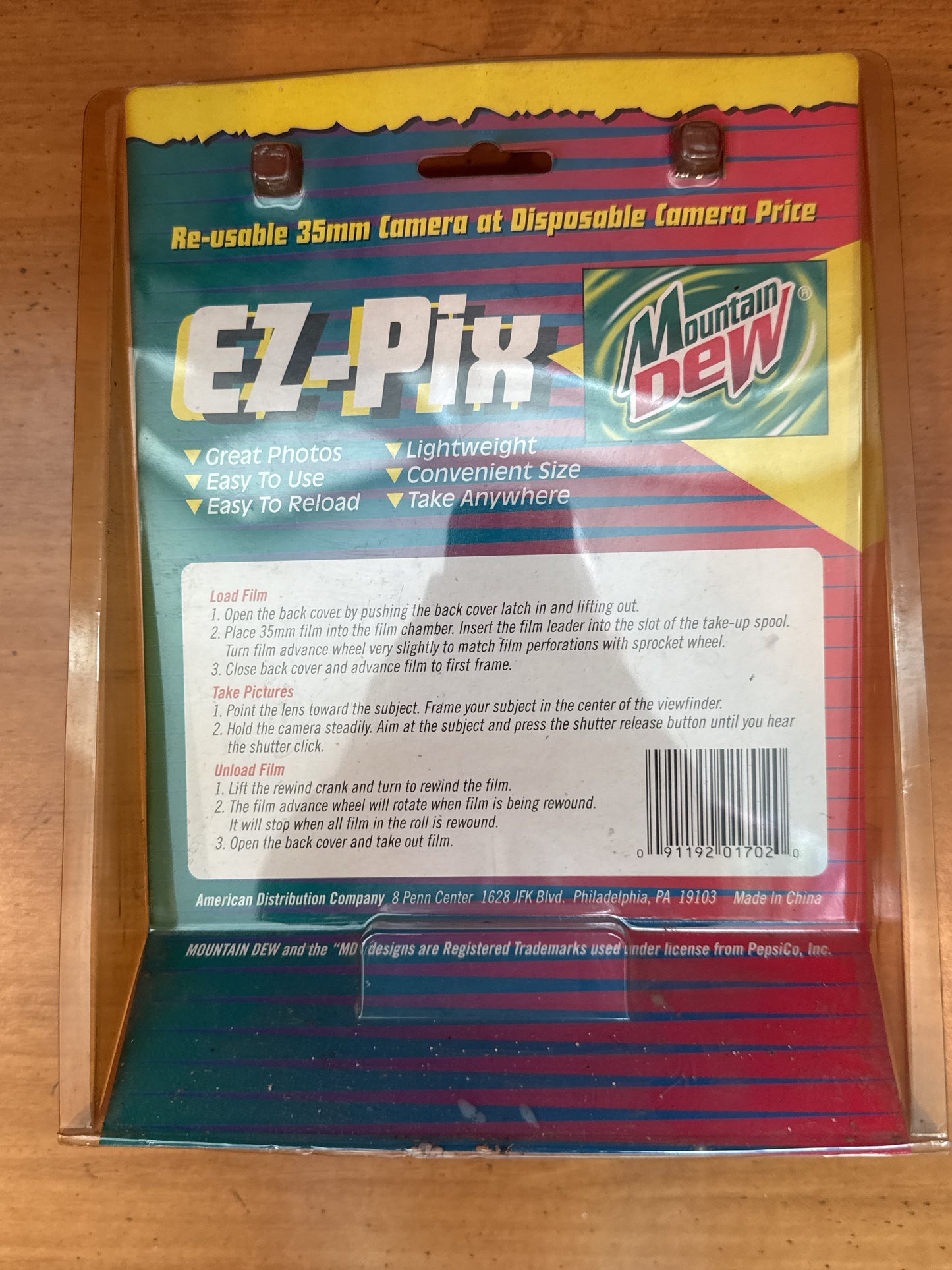 Mountain Dew EZ-Pix Reusable 35mm Camera New in Package