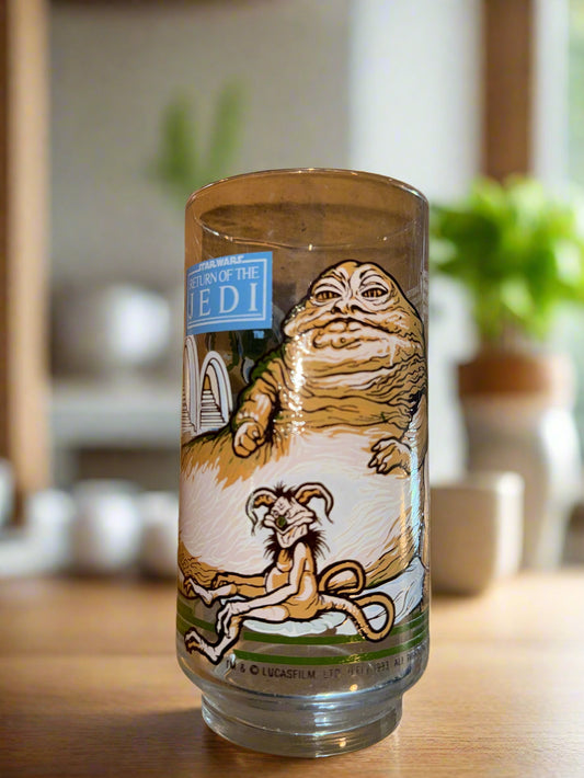 Burger King Star Wars ROTJ 1983 Jabba The Hutt Princess Leia Captive Glass Coca Cola 5 5/8" Tall