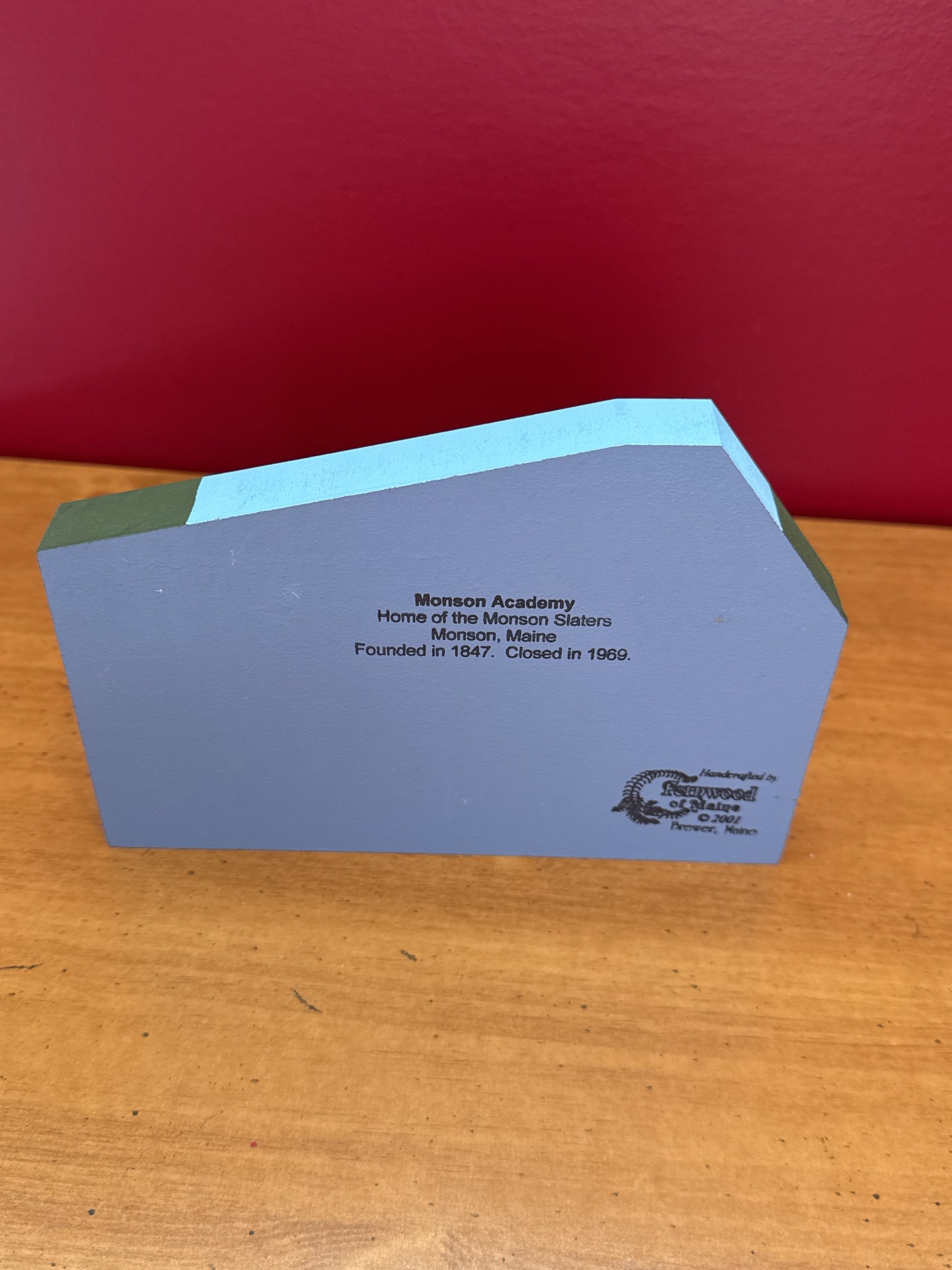 Monson Academy Home of the Monson Slaters Monson, ME Wooden Shelf Sitter Block Clean