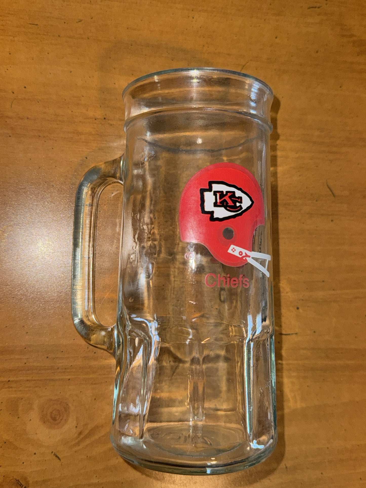 Vintage 1970's Fisher NFL Kansas City Chiefs Tall Beer Mug Glass Stein 7" Tall