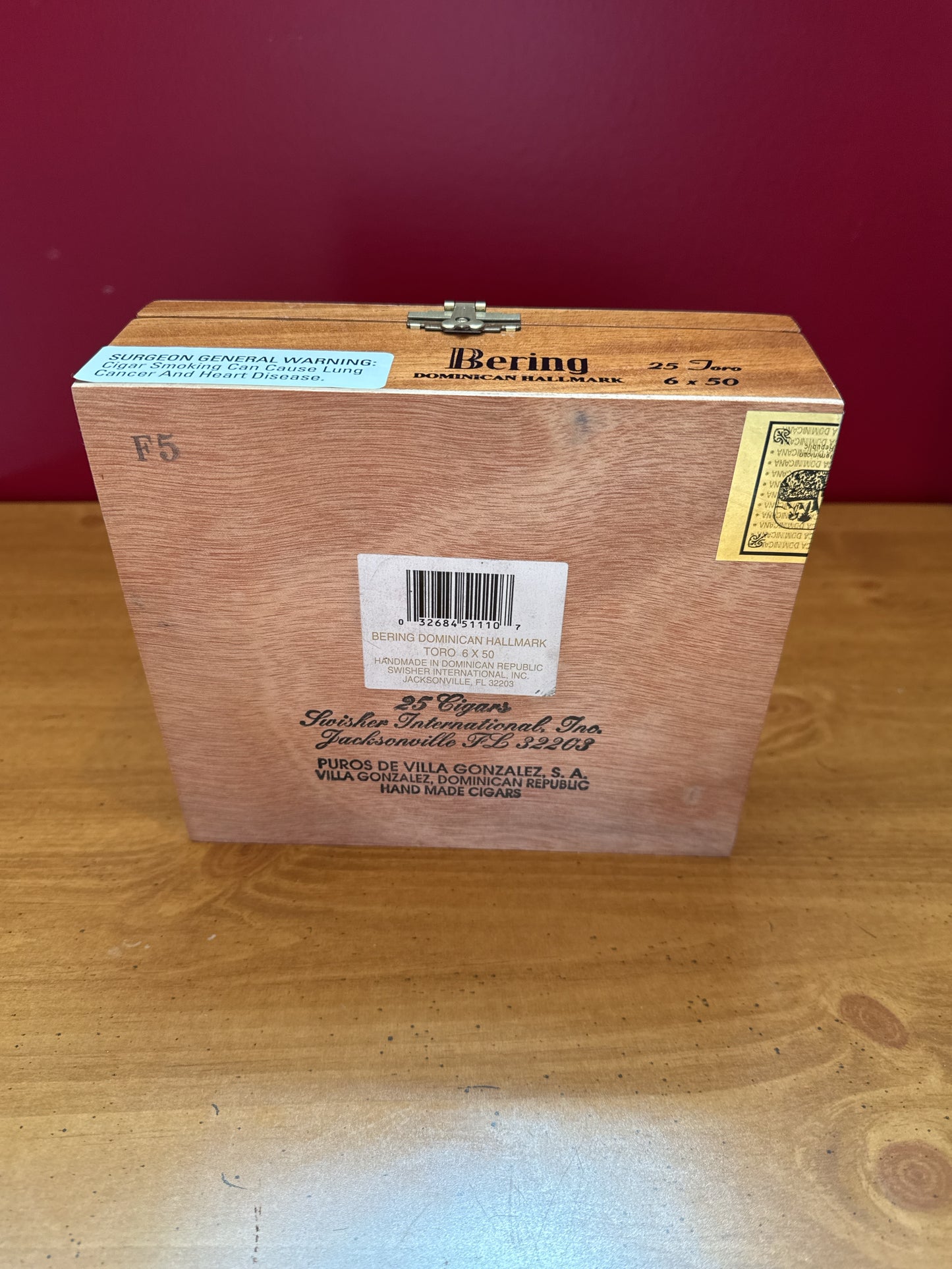 Dominican Republic Hallmark Bering Empty Cigar Box Wood Presidente