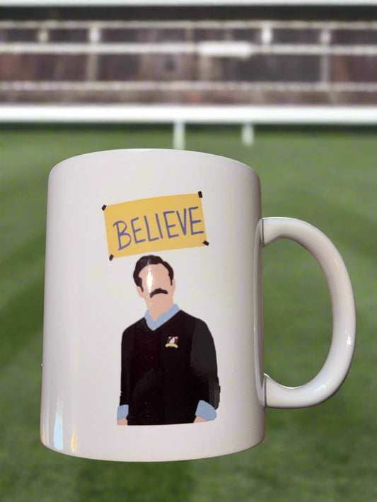 Ted Lasso Believe Coffee Mug Cup White 3.75" Tall
