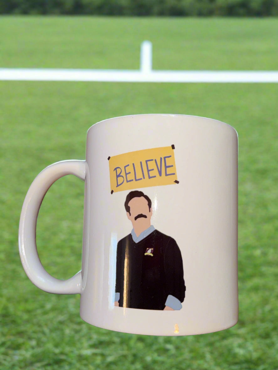 Ted Lasso Believe Coffee Mug Cup White 3.75" Tall
