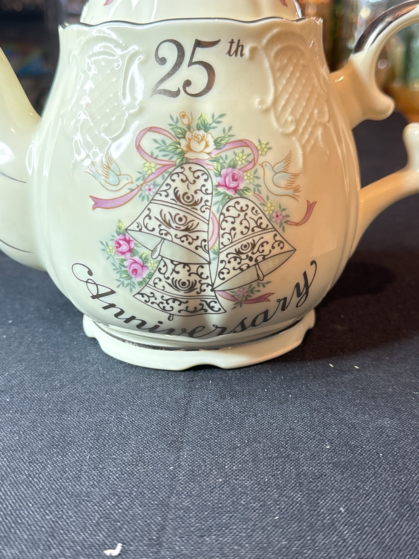 Lefton China 25th Anniversary Tea Pot 7" Tall and 9" Wide